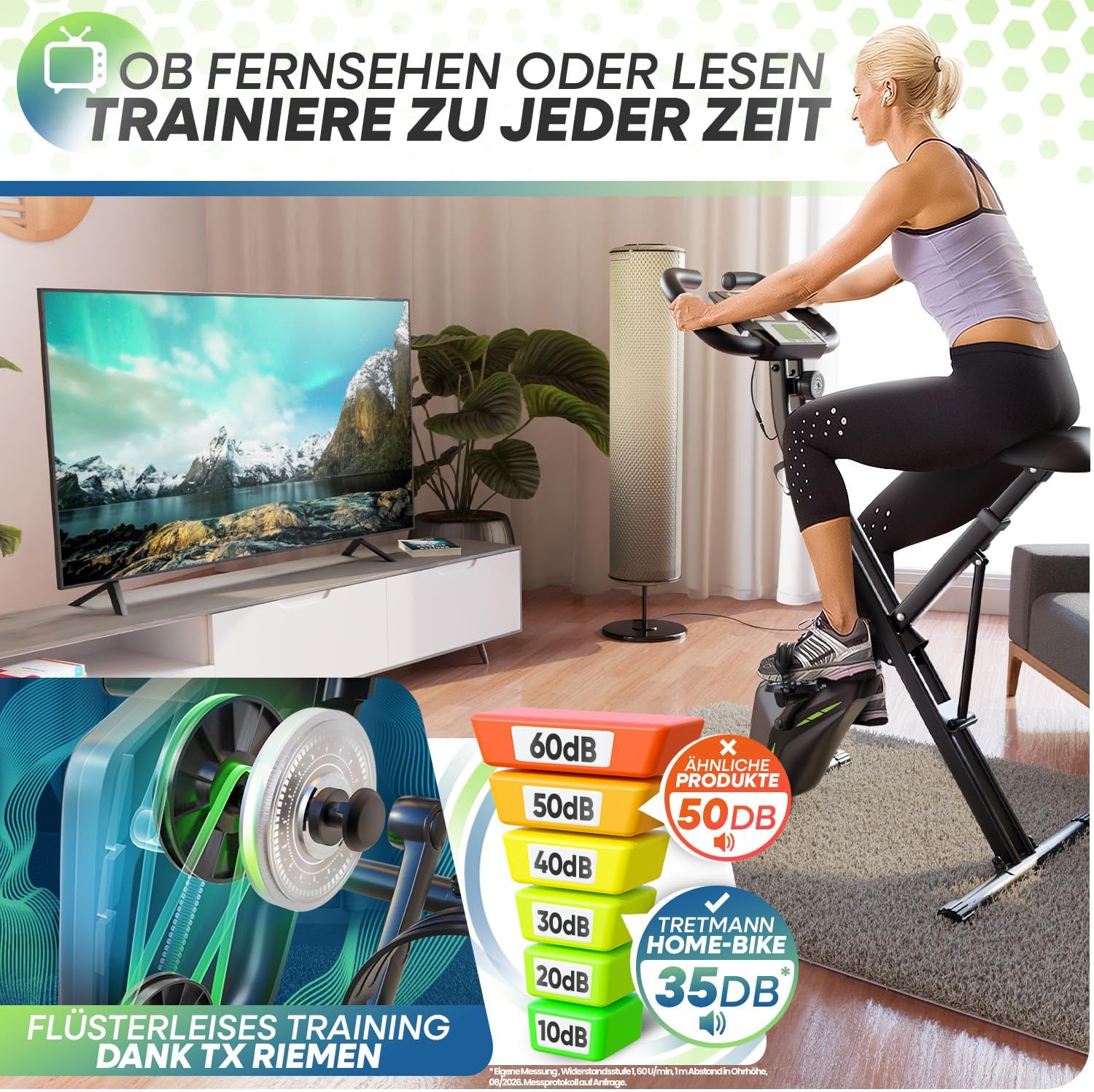 Tretmann Home Fahrrad klappbar – extra bequem & leise, bis 150 kg belastbar – Bild 3