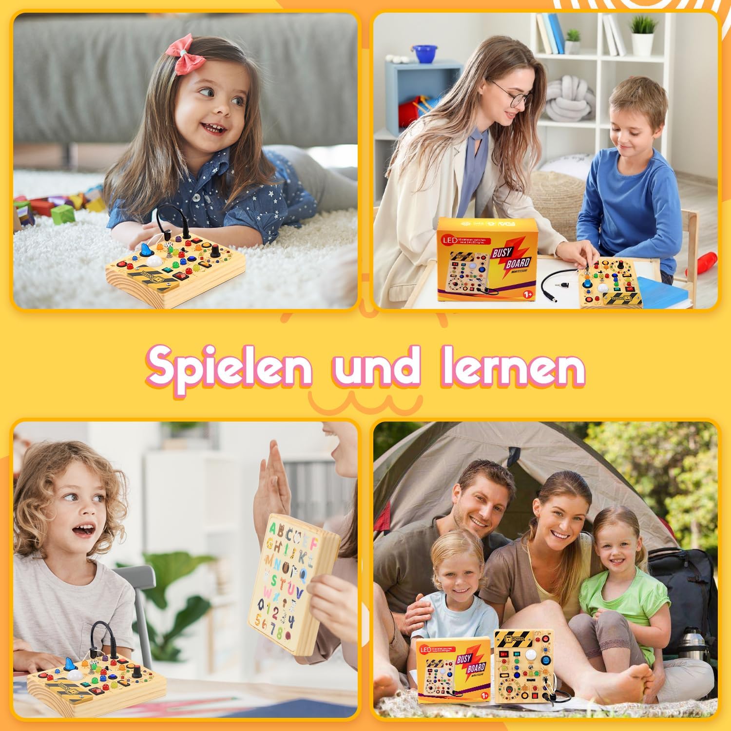 EchoToys Montessori Spielzeug Busy Board ab 1 Jahr Activity Board aus Holz – Bild 5