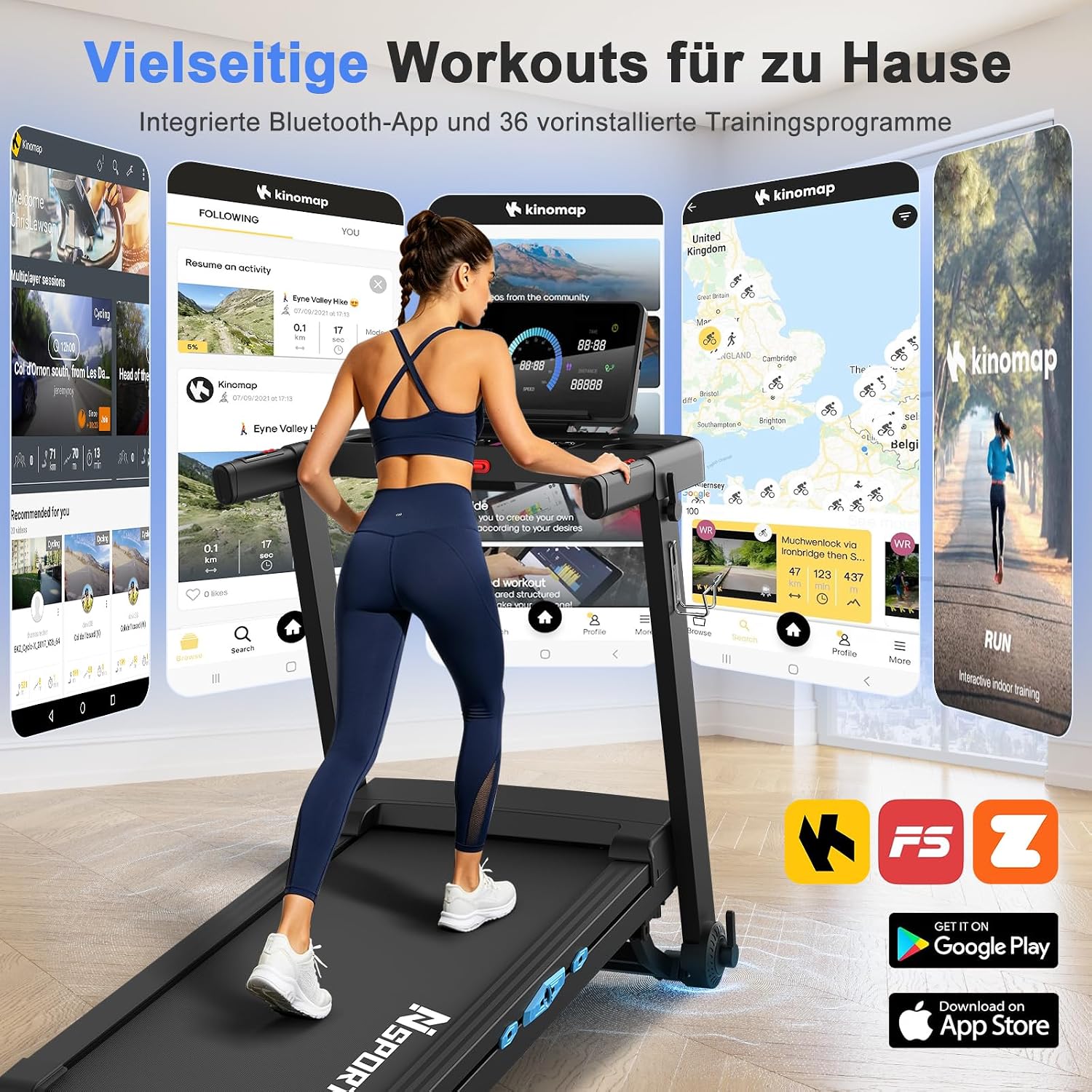 Neezee Laufband für Zuhause Klappbares,20% Steigung,1-16 km/h,4.5PS,150kg – Bild 6