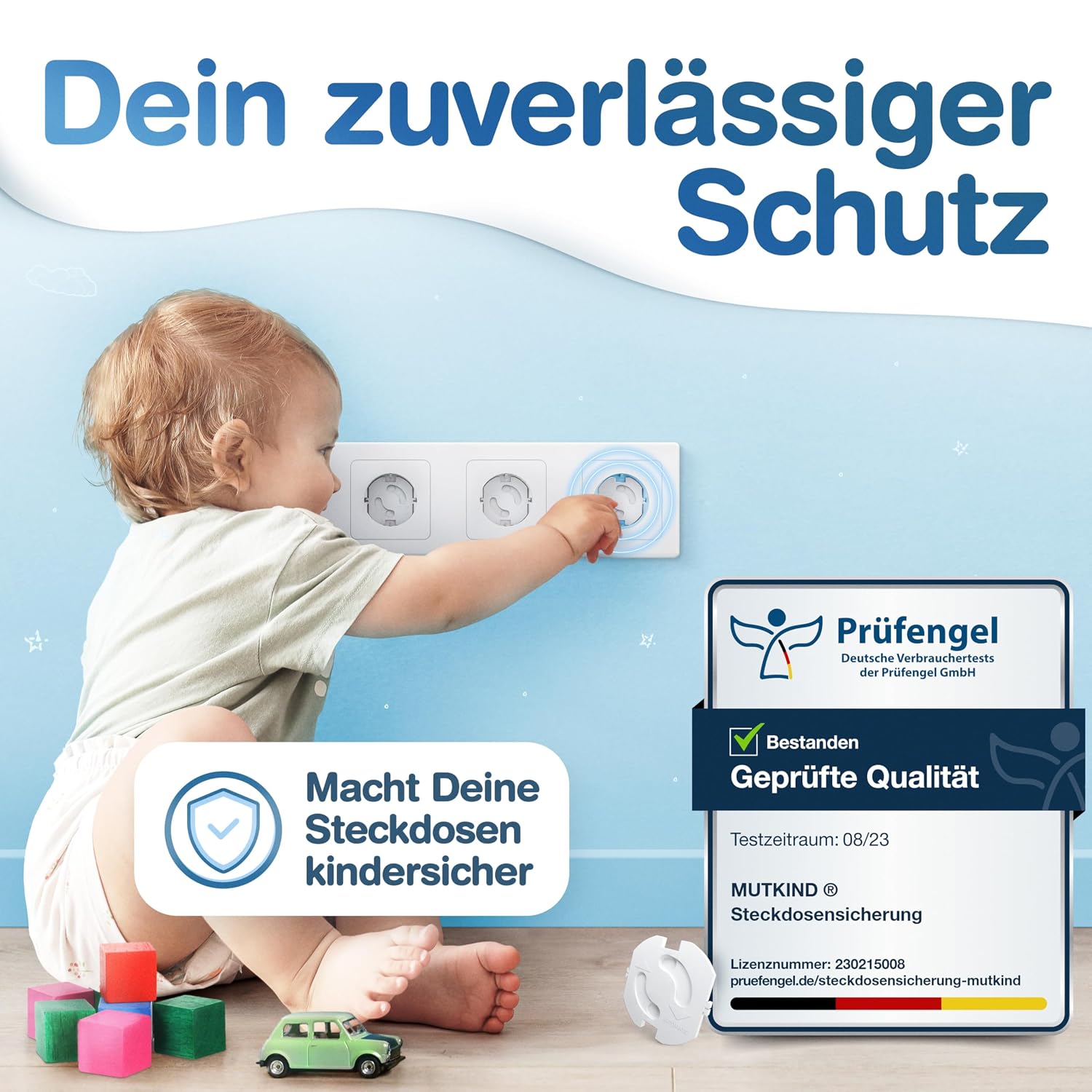 MUTKIND® 25x Steckdosen Kindersicherung - (Mit Kleber von TESA) Steckdosenschutz Kindersicherung mit Drehmechanik - Kindersicherung Steckdose - Steckdosensicherung Baby – Bild 2