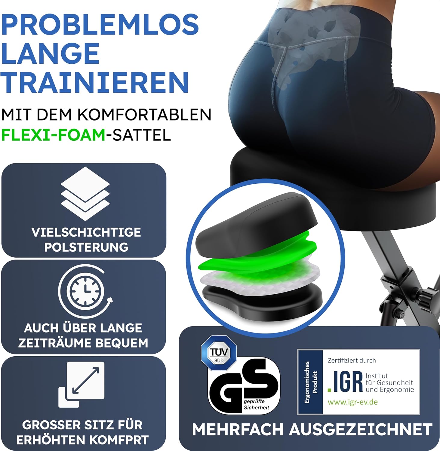 HELDENWERK® Heimtrainer Fahrrad klappbar Hometrainer TÜV/GS geprüft, leise – Bild 2