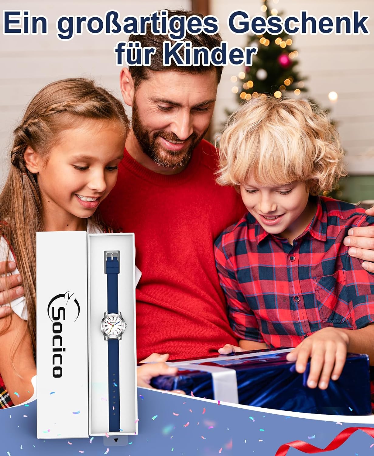SOCICO Kinder Lernuhr Armbanduhr wasserdichte Analoguhr für Mädchen Jungen – Bild 7