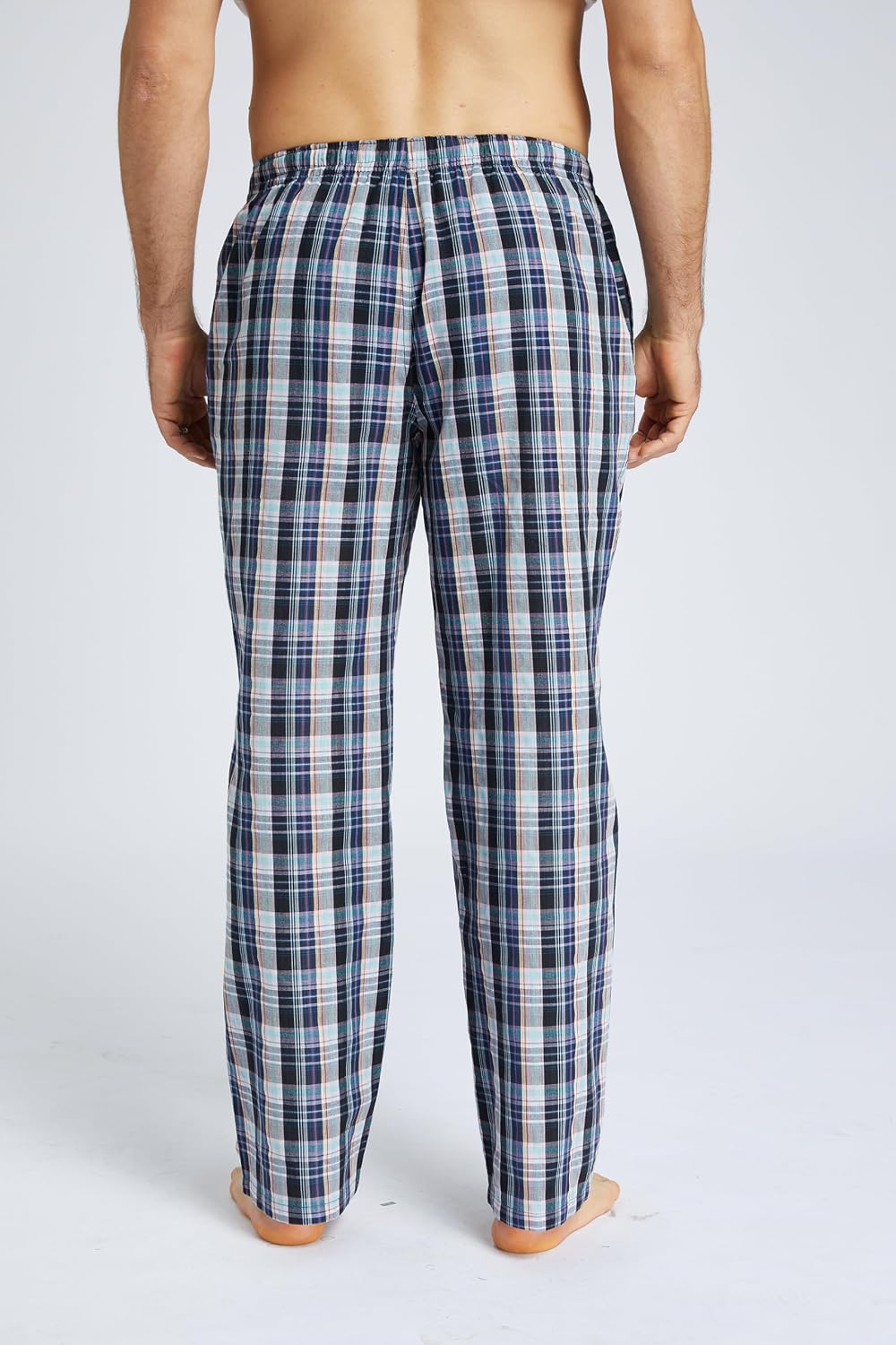 Jveyvth Herren 100% Baumwolle Pyjamahose Gewebte Kariert Schlafhose PJ Hose – Bild 6