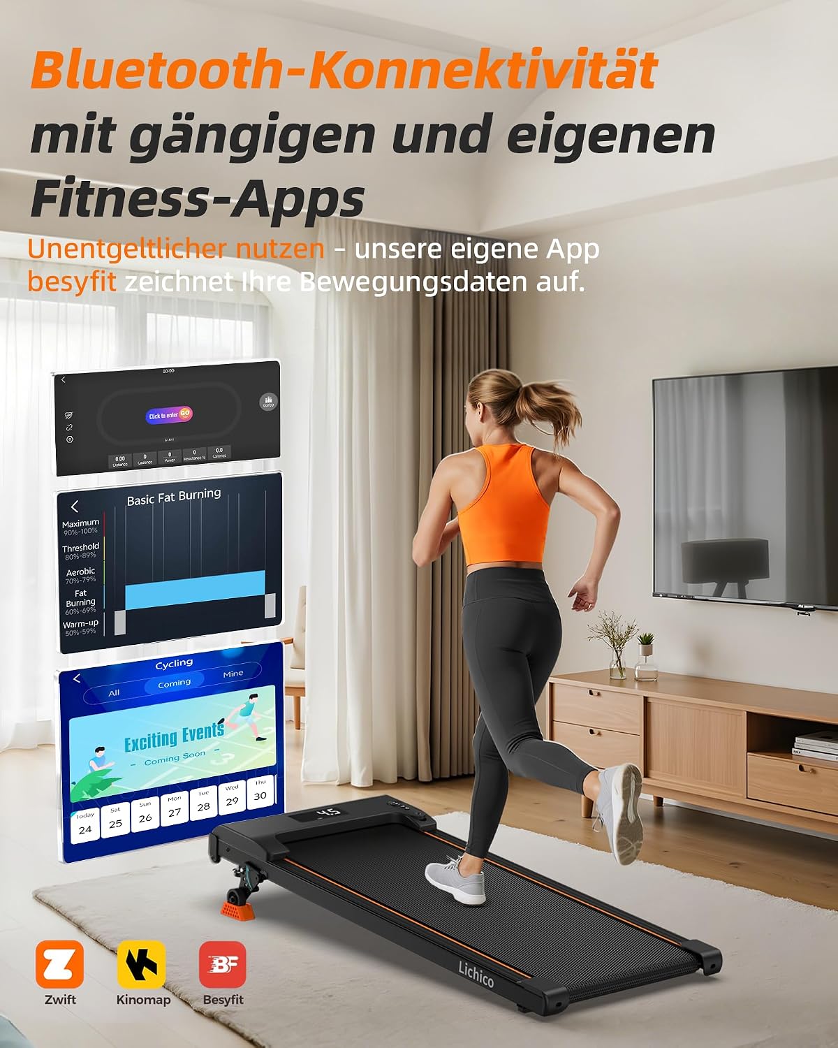 Lichico 3-in-1 Walking Pad mit 0-12% Steigung, Laufband für Zuhause Klein – Bild 7