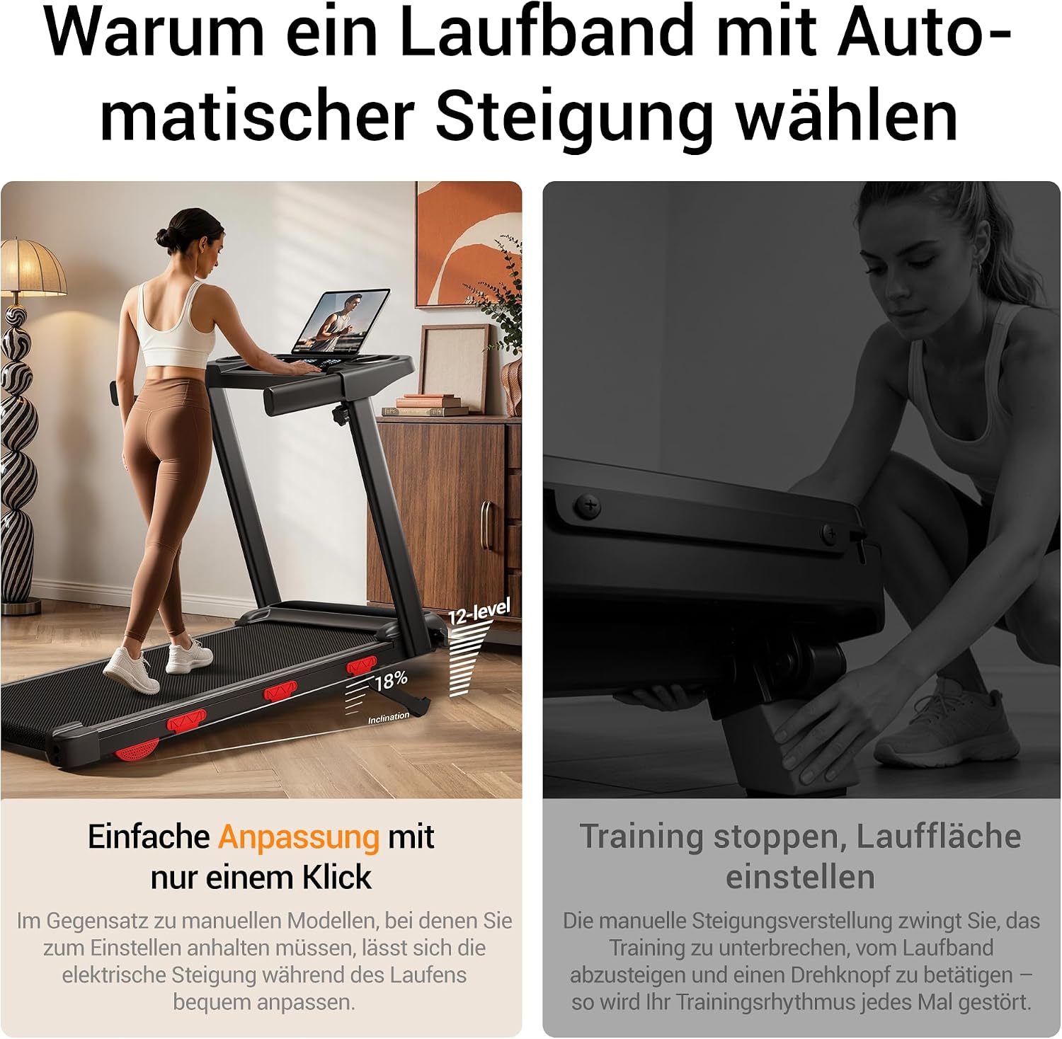 CURSOR Laufband für Zuhause mit Steigung Auto – Bild 3