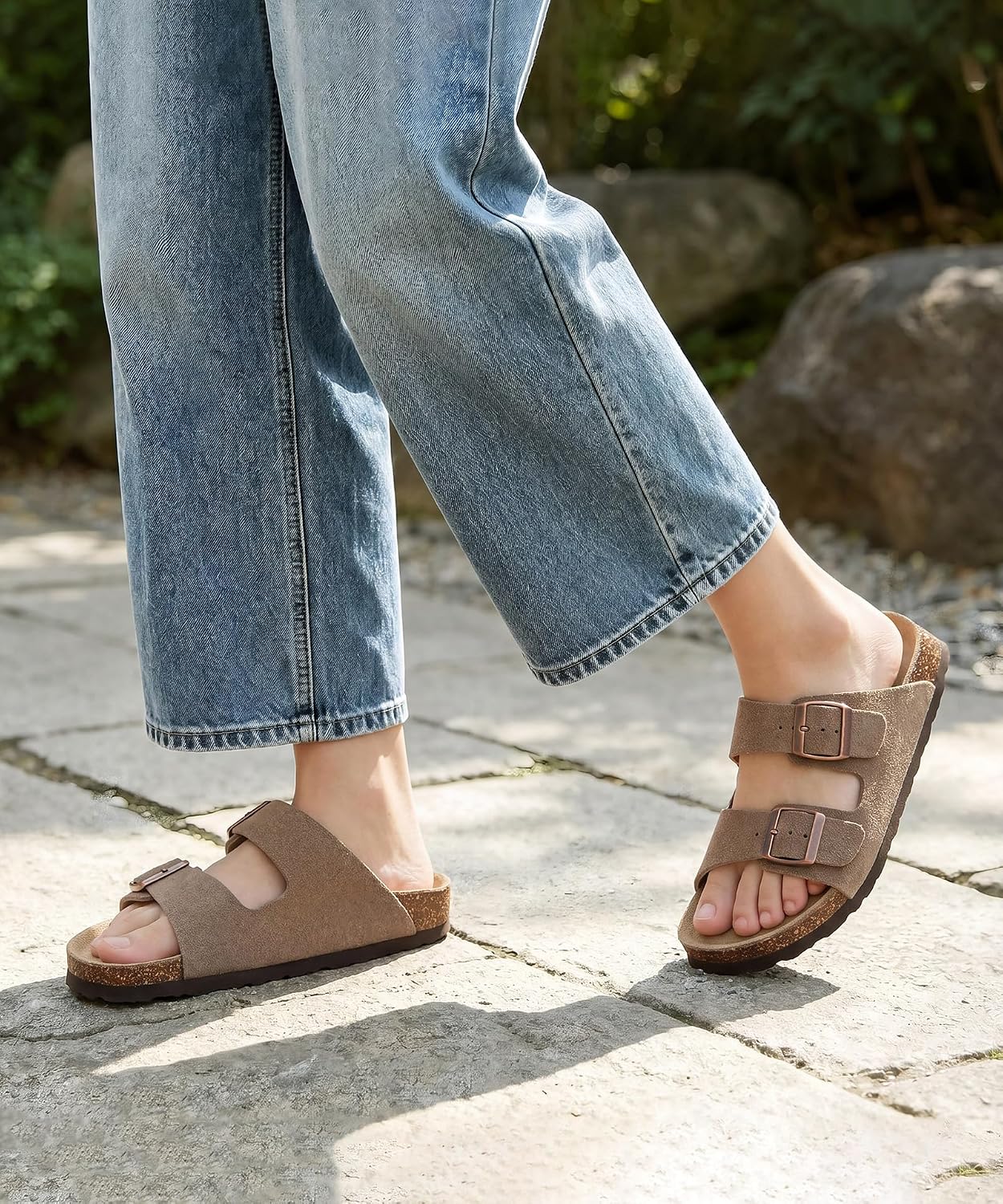 KIDMI Damen Sandalen Vegan Kork Fußbett Fußgewölbe Verstellbar Sommer – Bild 7