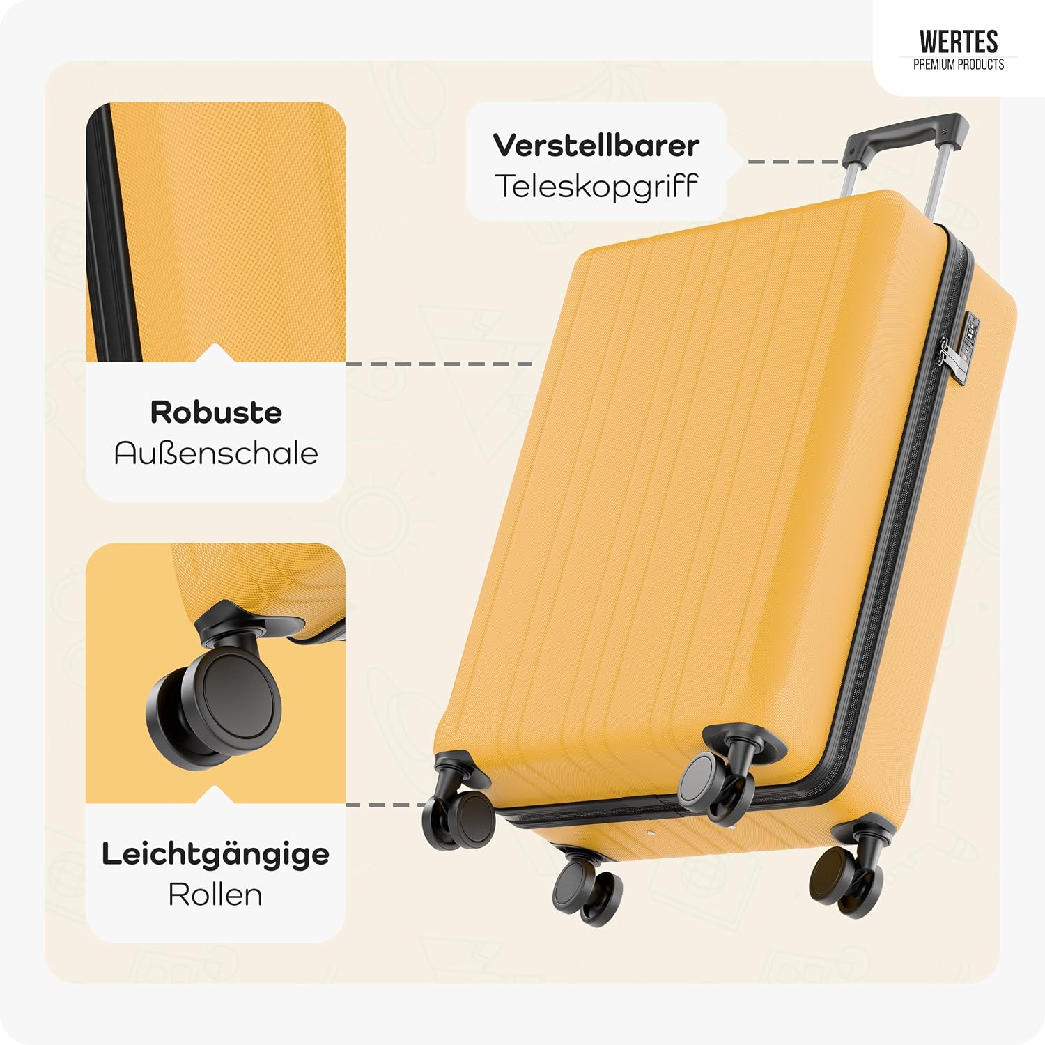 Koffer Groß 77cm - 100L - TSA Schloss Hartschalen Koffer mit Doppelrollen, Reisekoffer, Trolleys, Reisekoffer mit Rollen – Bild 4