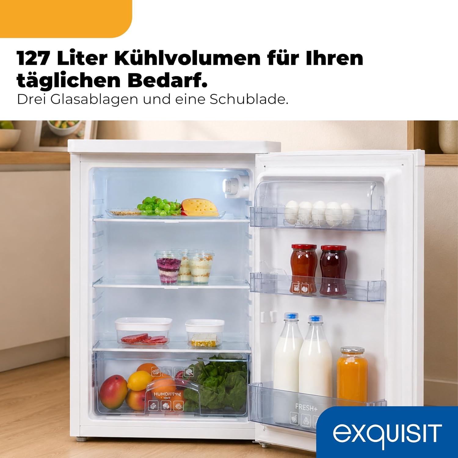 Exquisit Kühlschrank Ohne Gefrierfach - 127 L Vollraumkühlschrank - E – Bild 5
