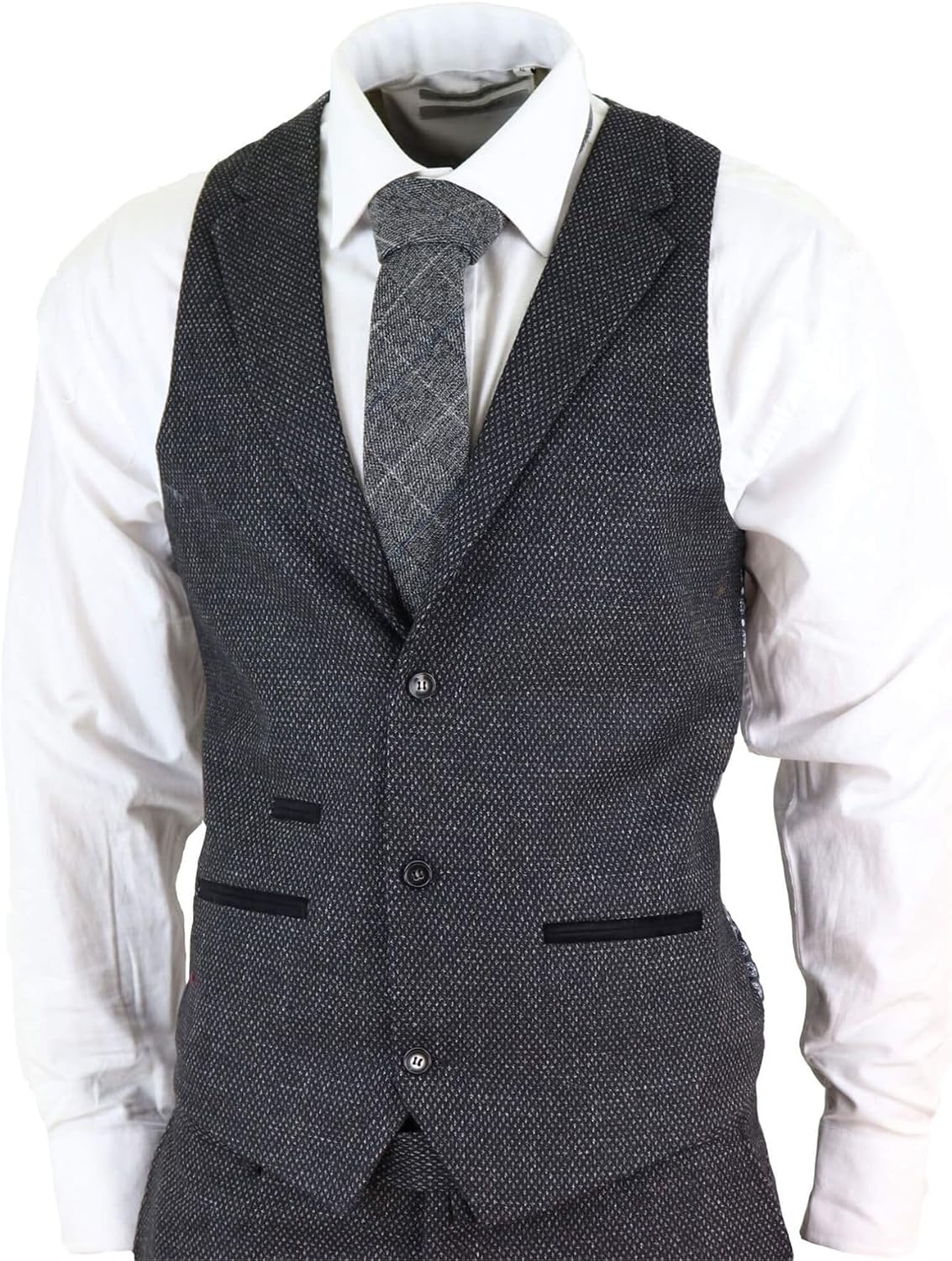 Herrenanzug 3 Teilig Schwarz Tweed Design Blinders Klassisch – Bild 5