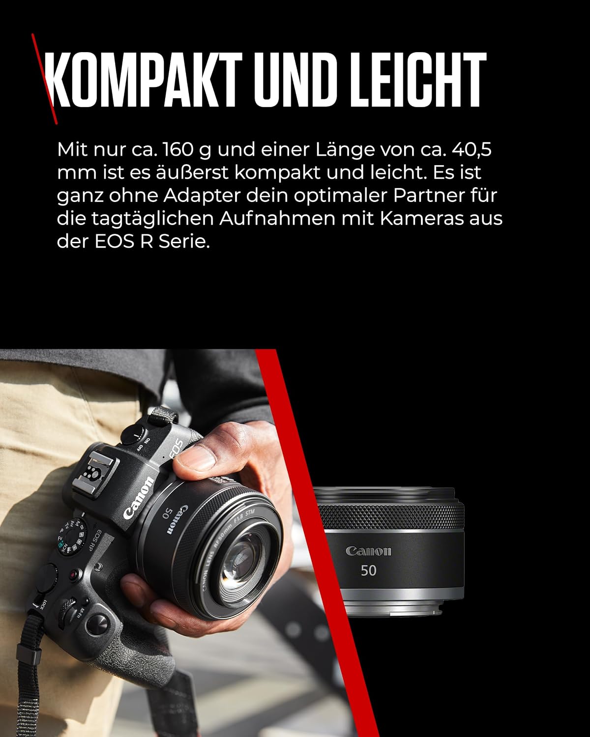 Canon RF 50 mm F1.8 STM Objektiv, Kompakt und Leicht, Hohe Lichtstärke von 1:1,8, Kompatibel mit Allen Canon Kameras der EOS R Serie, Schwarz – Bild 8