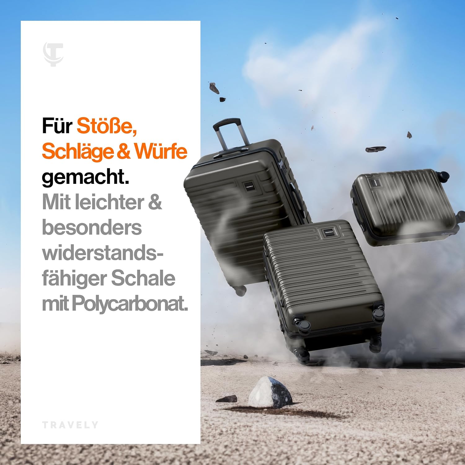 Travely Polycarbonat Koffer Set 77cm, 67cm, Handgepäck Koffer in einem Set, Sehr robuste Reisekoffer mit sanften Rollen & TSA Schloss, Reisekoffer – Bild 2