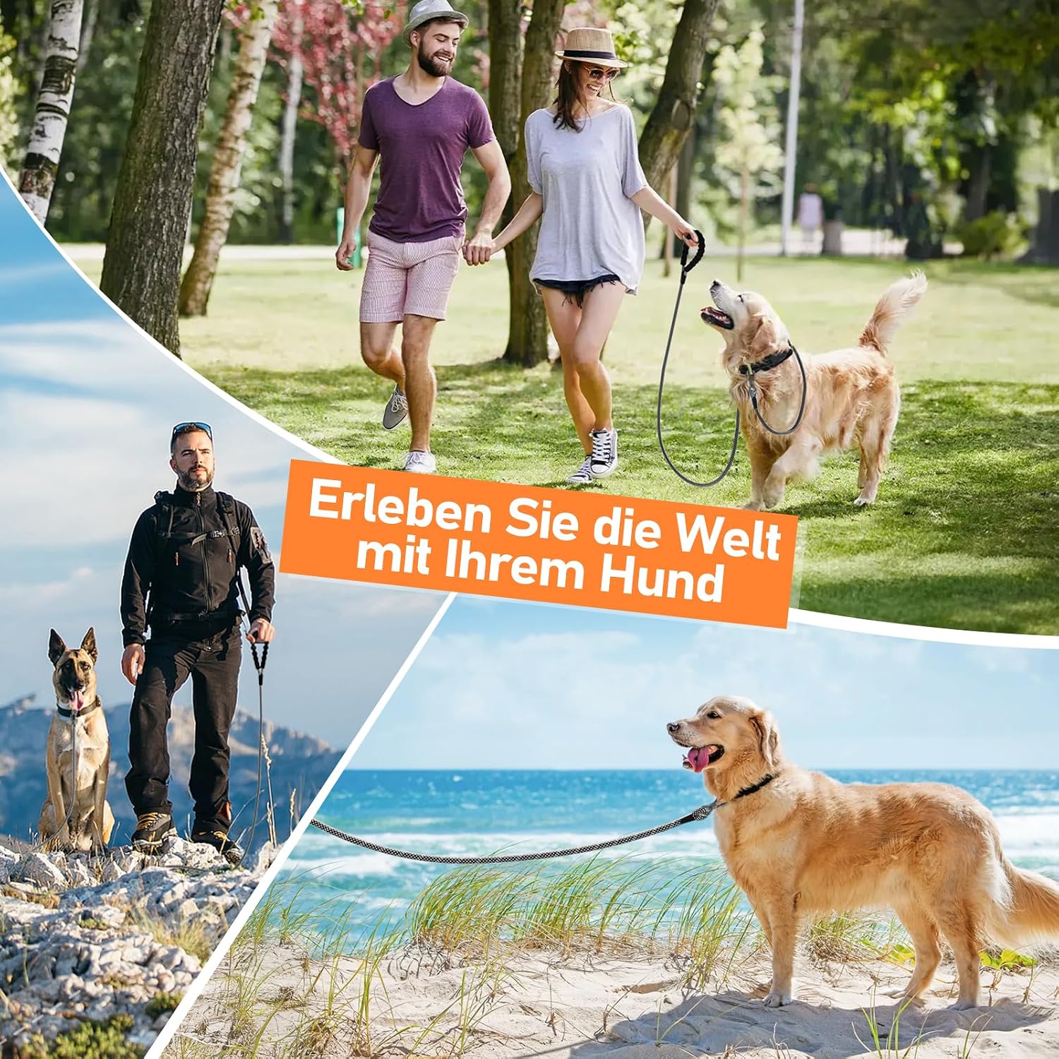 X XBEN Schleppleine für Hunde, 3M 5M 10M 15M 20M 25M 30M Lang Robuste Hundeleine mit Abschließbarer Karabiner, Laufleine Trainingsleine für Kleine Mittlere Große Hunde, Weiche Handschlaufe – Bild 7