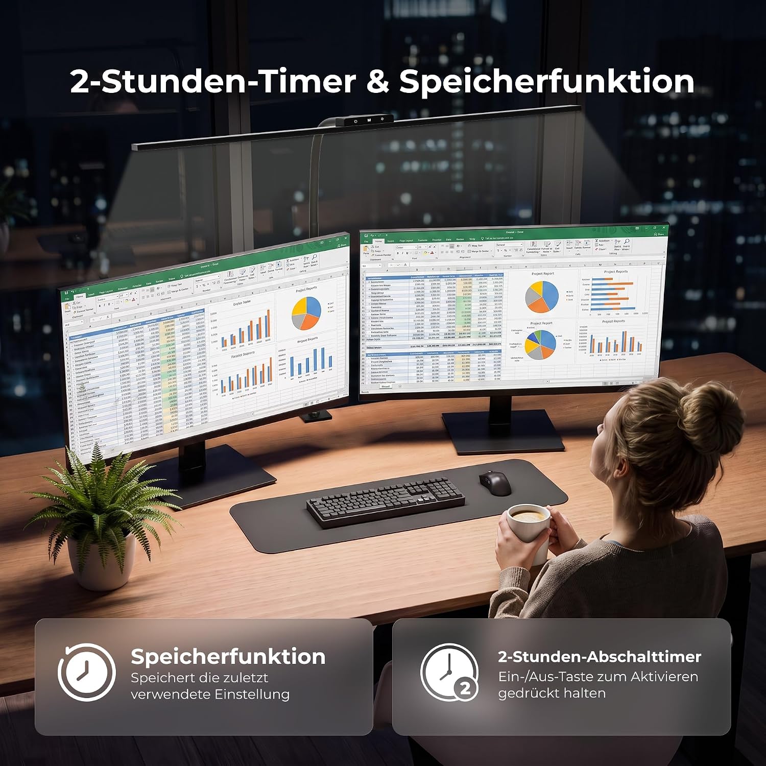 Schreibtischlampe LED Dimmbar, 80 cm Klemmbare Monitor Lampe – Bild 5