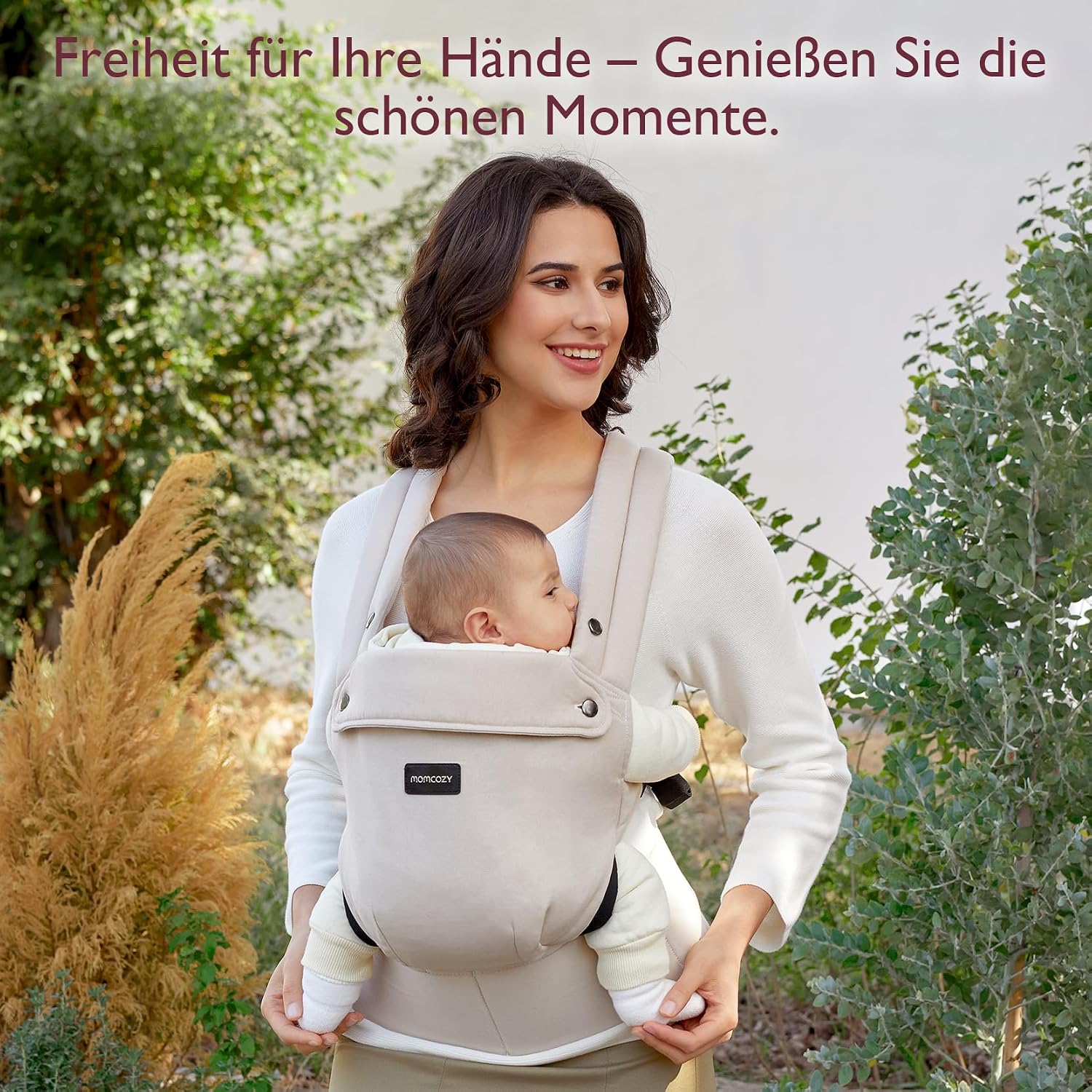 Momcozy Babytrage 100% Baumwolle ab Geburt, Khaki – Bild 8