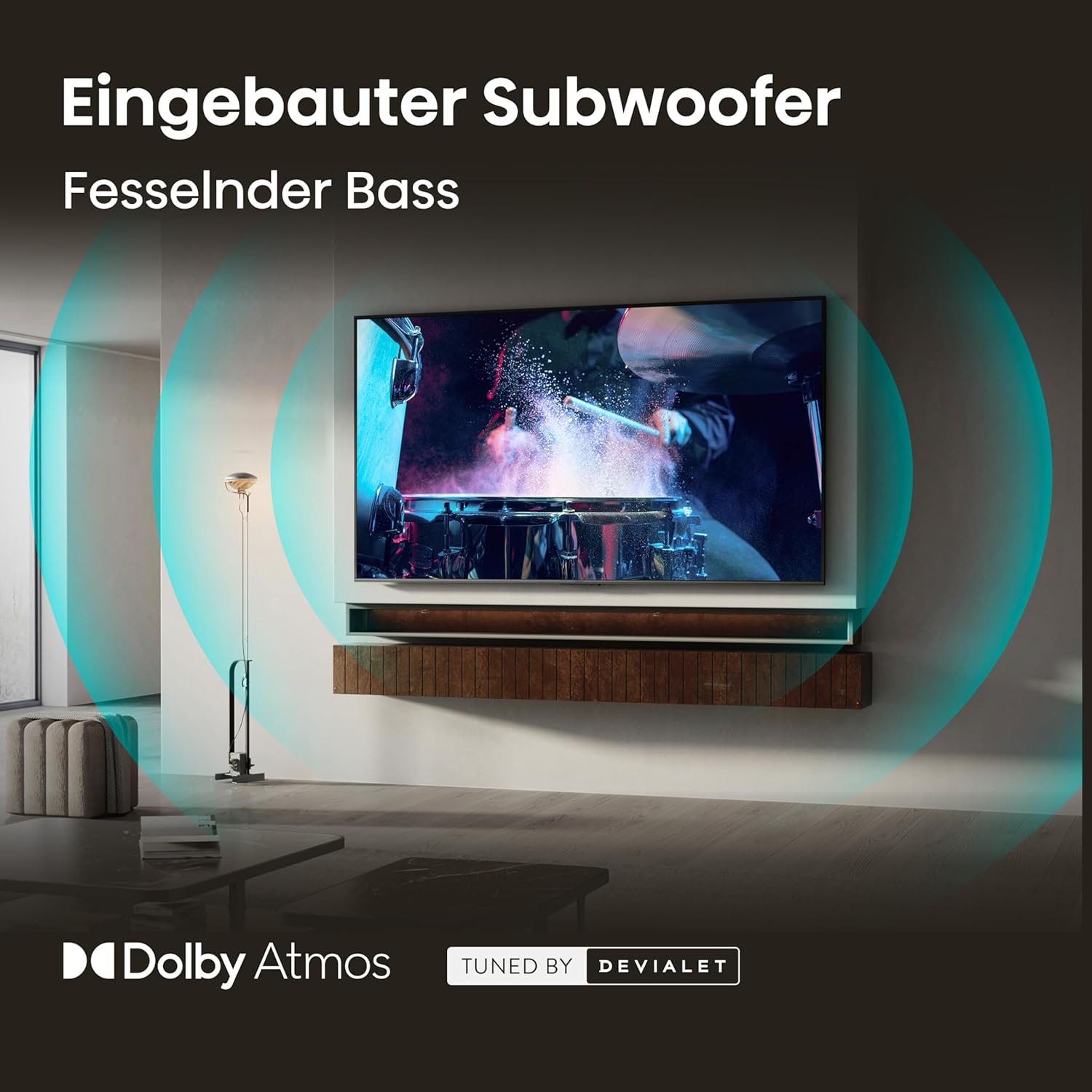 Hisense 85E8DS Fernseher 85 Zoll, 4K UHD, Hi-QLED Mini LED, Smart TV, 144Hz, Hi-View AI Engine, Dolby Vision.Atmos, Unibody Slim, FreeSync Premium, AI-Lichtsensor, Game Bar, Tuned by Devialet – Bild 6