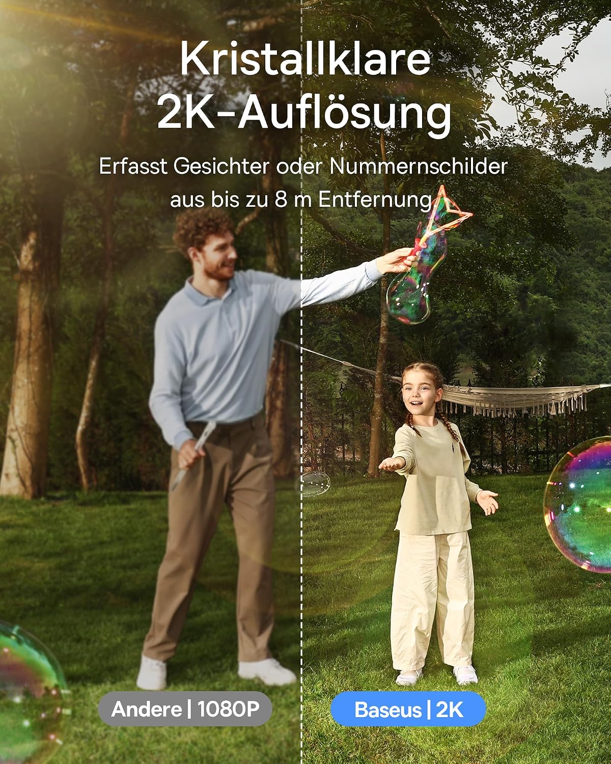 Baseus Security S1 Lite Solocam Überwachungskamera Aussen Solar Akku WLAN, IP67 Wetterfest, Kamera Überwachung Kabellos Außen 2K 135°, Farbnachtvision, Keine Gebühren, Kompatibel mit Alexa & Google – Bild 4