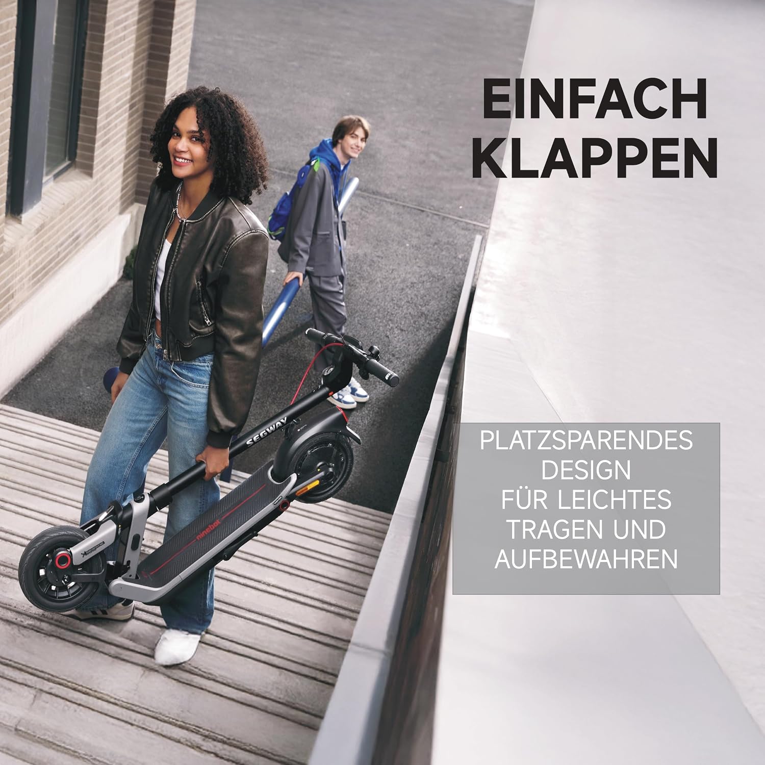Segway-Ninebot E3 D E-Scooter für Pendler mit Straßenzulassung, 45km Reichweite (37km bei 20km/h), 800W Motor, faltbar & leicht (17,5kg), Federung vorne & hinten, 10-Zoll Reifen, IPX5 – Bild 8