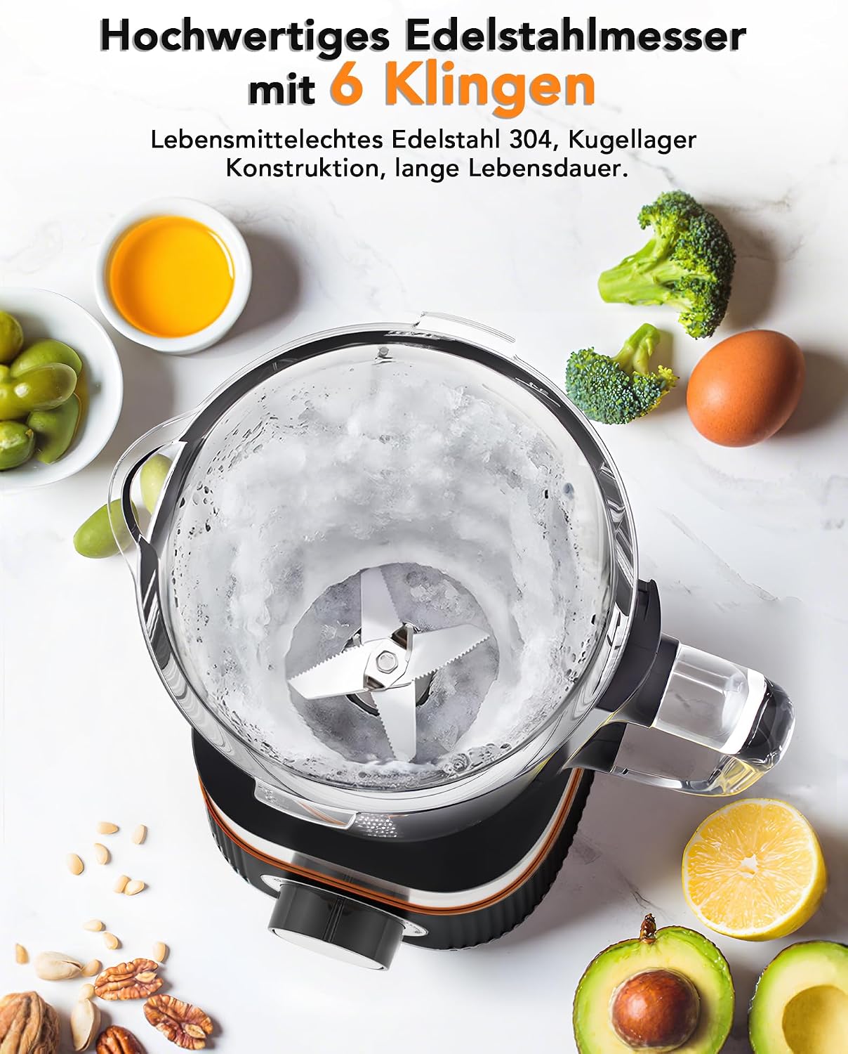 1000W Standmixer, Mixer, Glas 2-1 Mixer Smoothie Maker mit 1,5L Glaskrug und 600ml Reisebecher, Stufenlos Drehbare Drehregler, Selbstreinigung, für Ice-Crush-Funktion Shakes Gefrorene Getränke Saucen – Bild 3