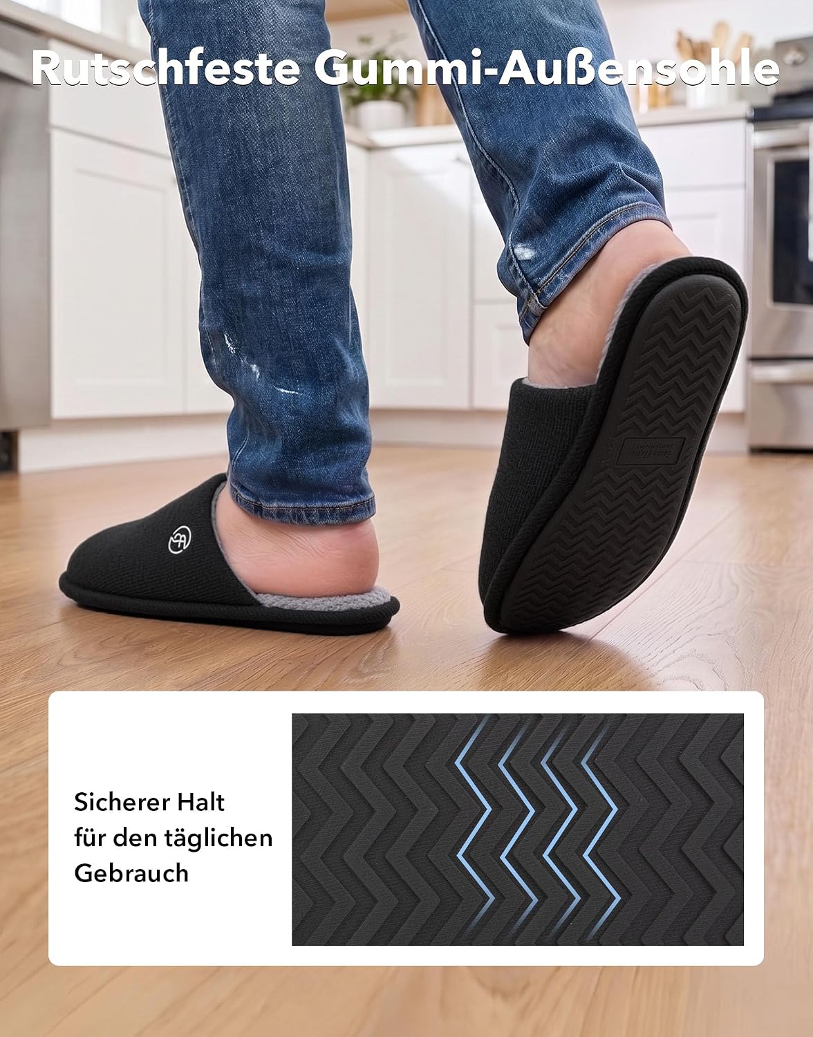 EverFoams Herren Strick Hausschuhe Leichter Memoryschaum Innen Pantoffeln – Bild 6