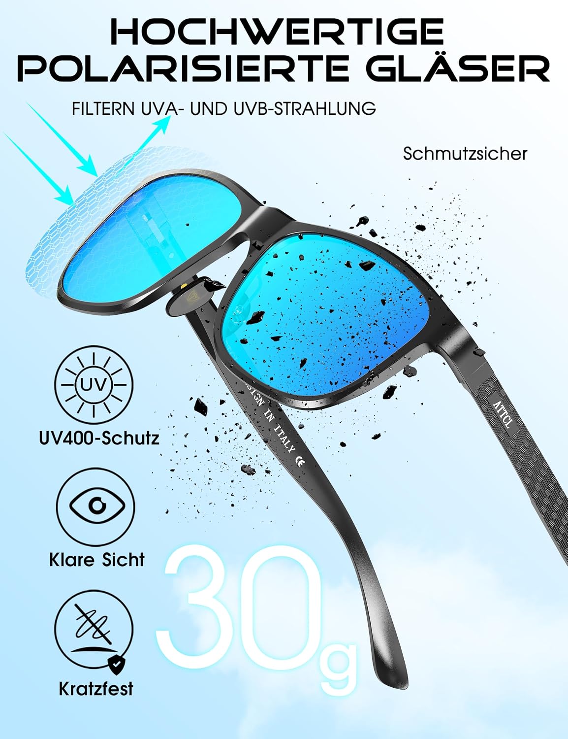 ATTCL Sonnenbrille Herren Polarisiert UV400 AL-MG Verspiegelt Autofahren – Bild 4