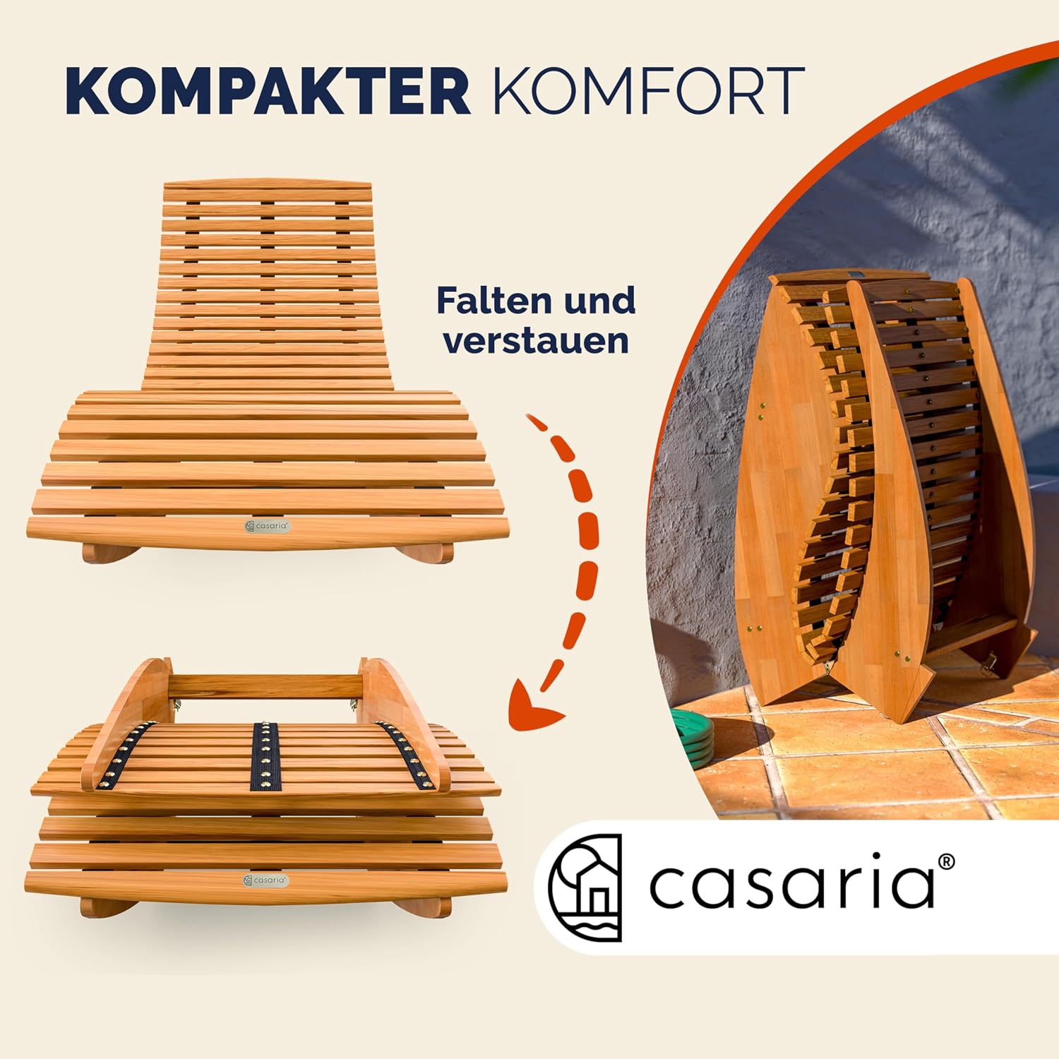 CASARIA Sonnenliege mit Schaukelfunktion FSC®-Zertifiziert, 2er-Set, braun – Bild 9