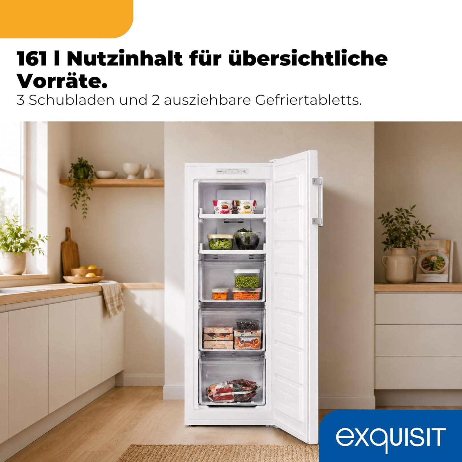 Exquisit GS5231-NF-H-040C Gefrierschrank - 161 l - NoFrost - Weiss – Bild 5