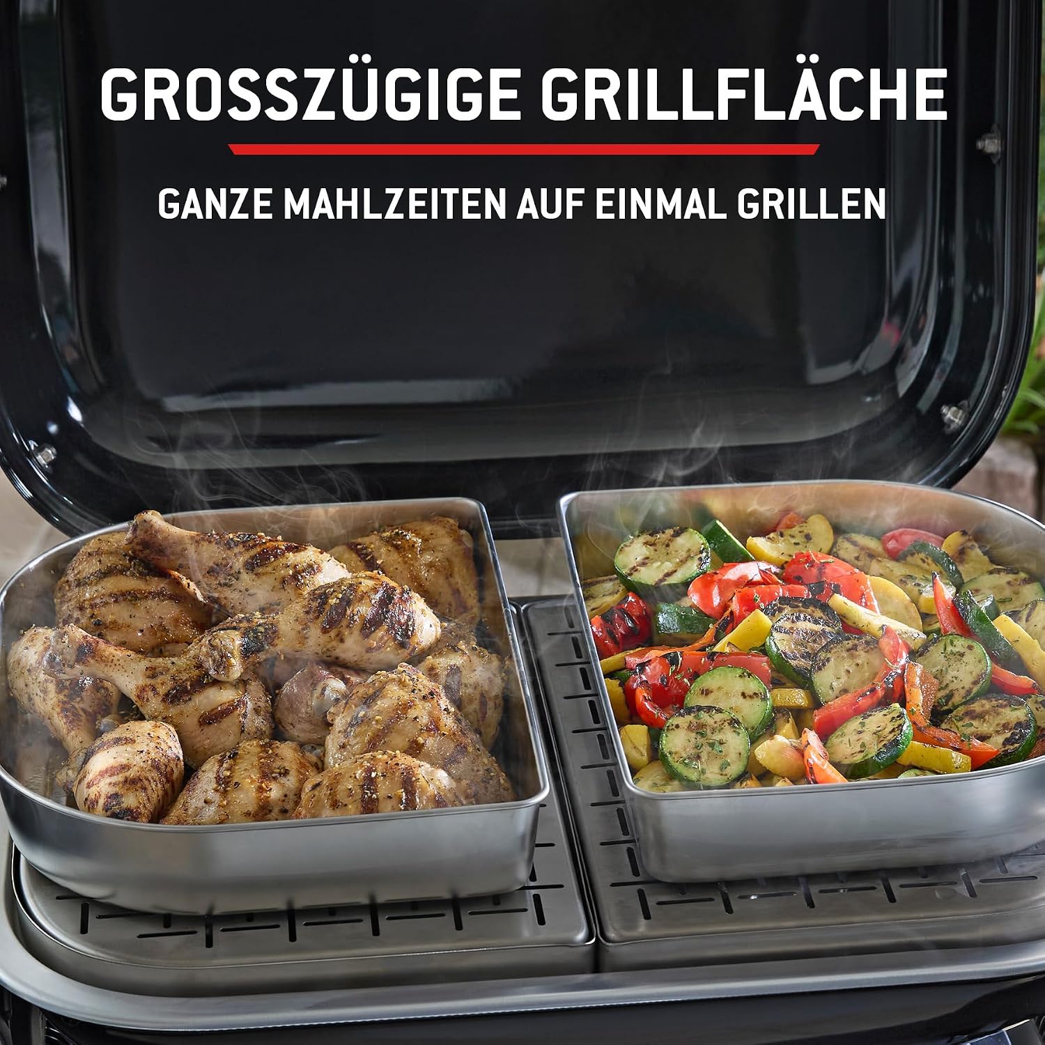Weber Lumin Compact Tragbarer Kompakter Elektrogrill, Bis zu 315 °C, mit Deckelthermometer, Porzellanemaillierte Gusseisenroste, 43 x 32 cm Grillfläche, Schwarz (1502044) – Bild 10