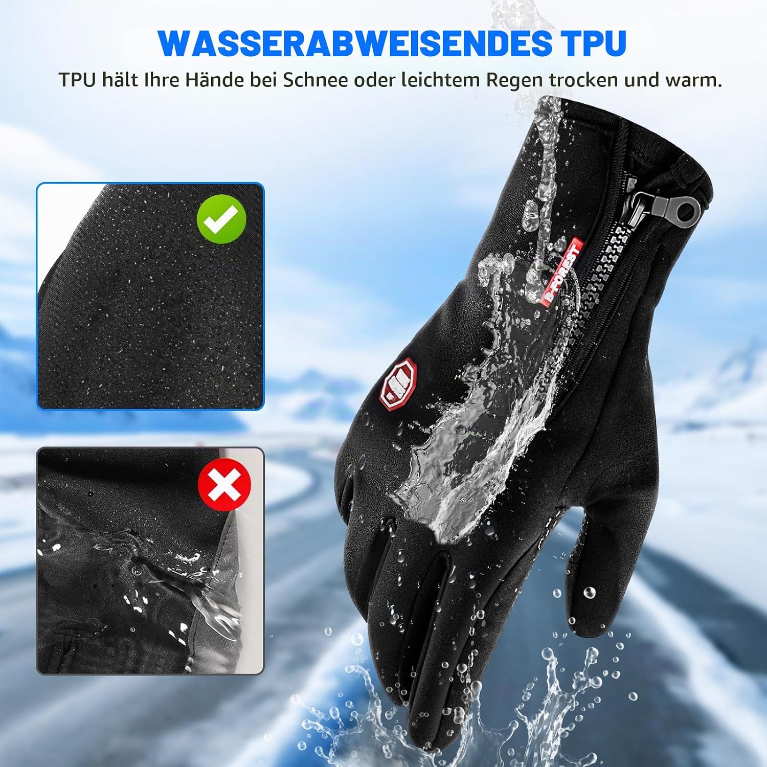 Warme Dünne Fahrradhandschuhe Herren Damen, Winter Touchscreen Handschuhe – Bild 4