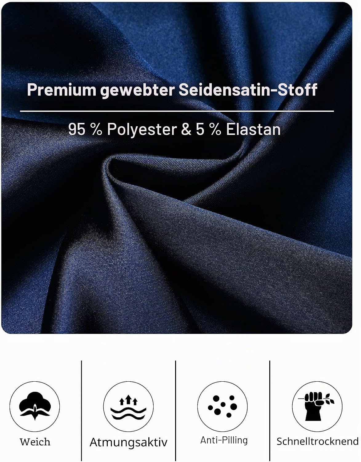 Satin Schlafanzug Herren Lang Seide Pyjama Männer V-Ausschnitt Shirt mit Pyjamahose Zweiteiliger Loungewear Sleepwear Nightwear Elegante Seidenpyjama – Bild 5