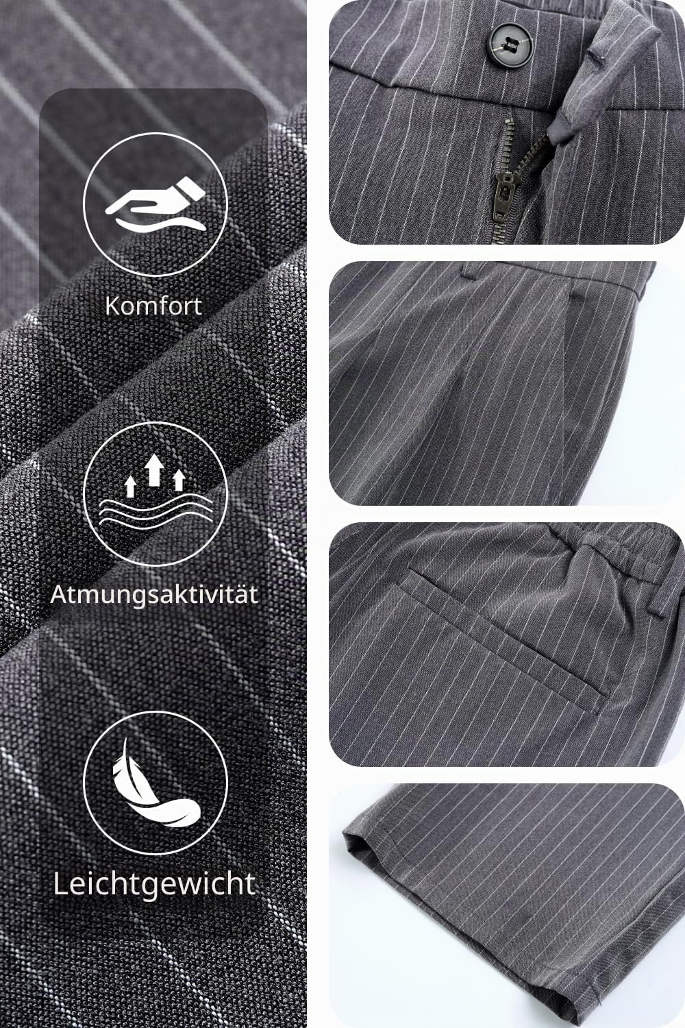 Heyfanee Anzughose Herren Baggy Chino Hose für Männer Lang Stoffhose – Bild 6