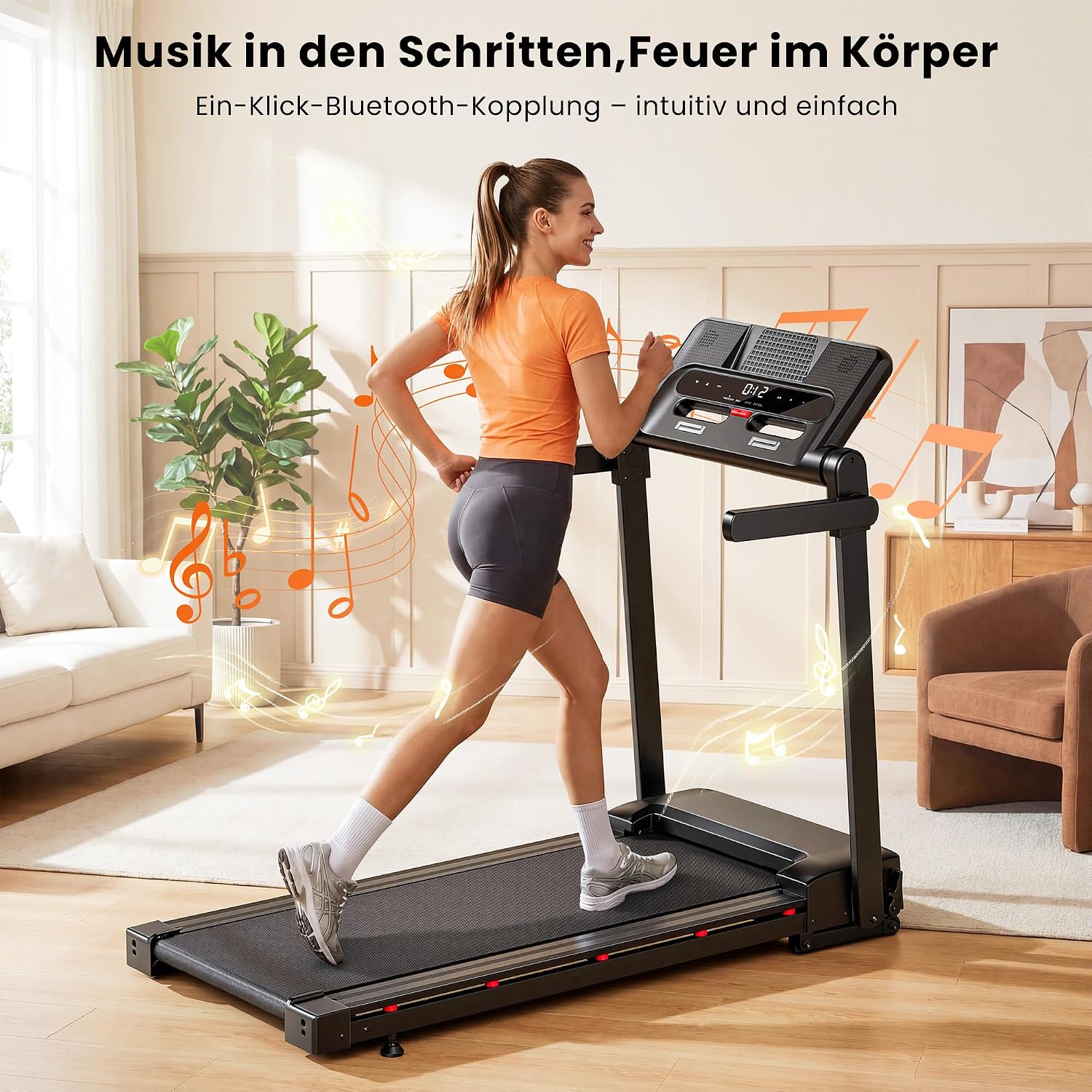 JAGJOG Laufband für Zuhause mit 15% Auto-Steigung, 1-14 km/h – Bild 2