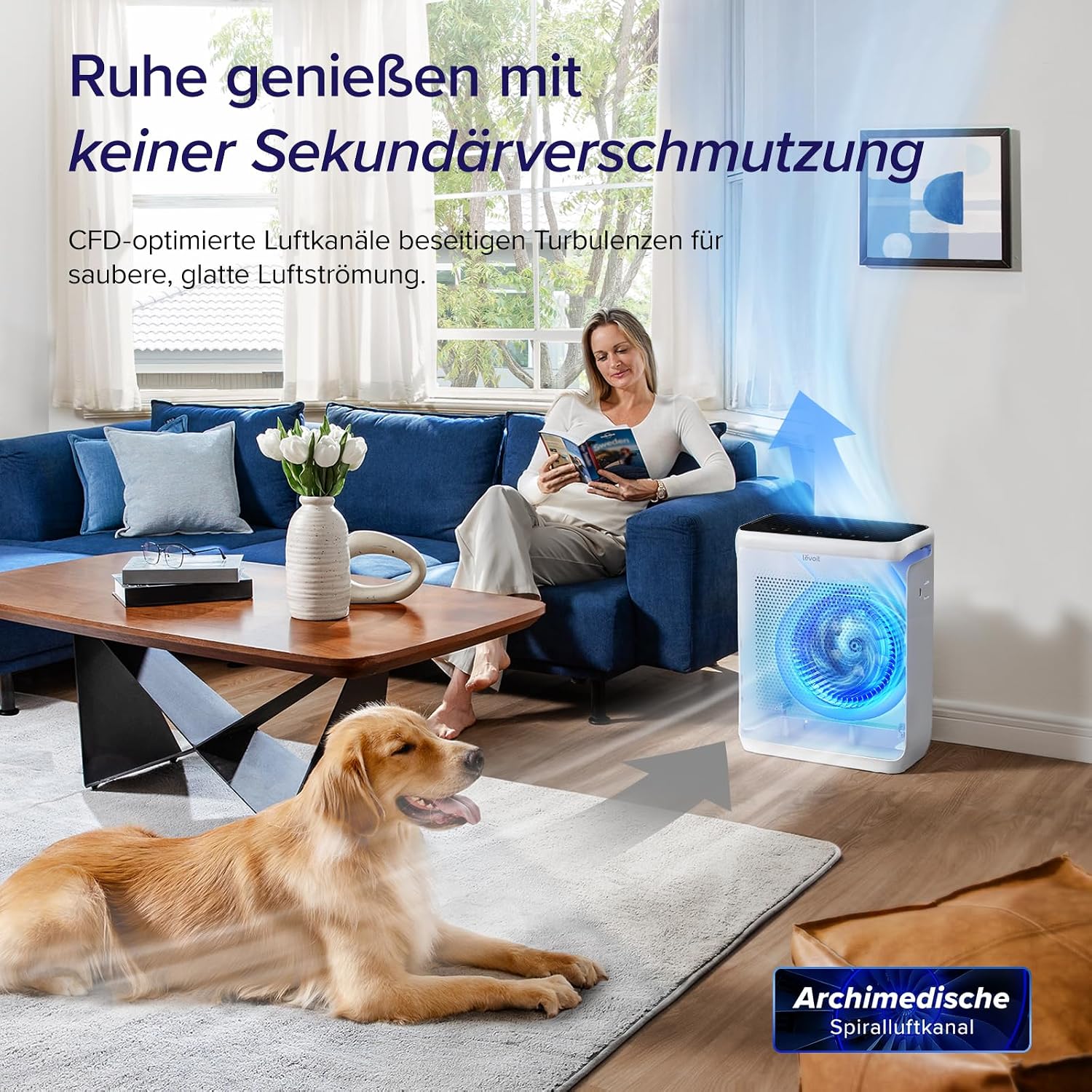 Levoit HEPA Luftreiniger Allergiker mit Tiermodus, bis 87㎡, Weiß/Schwarz – Bild 6