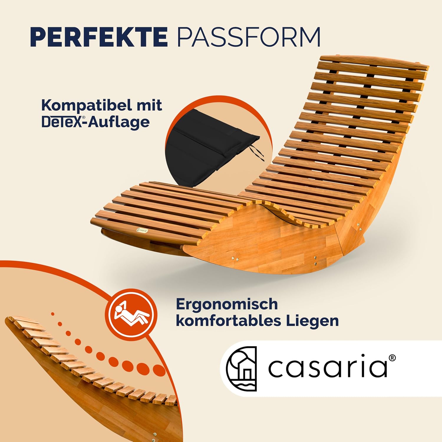 CASARIA Sonnenliege mit Schaukelfunktion FSC®-Zertifiziert, 2er-Set, braun – Bild 7