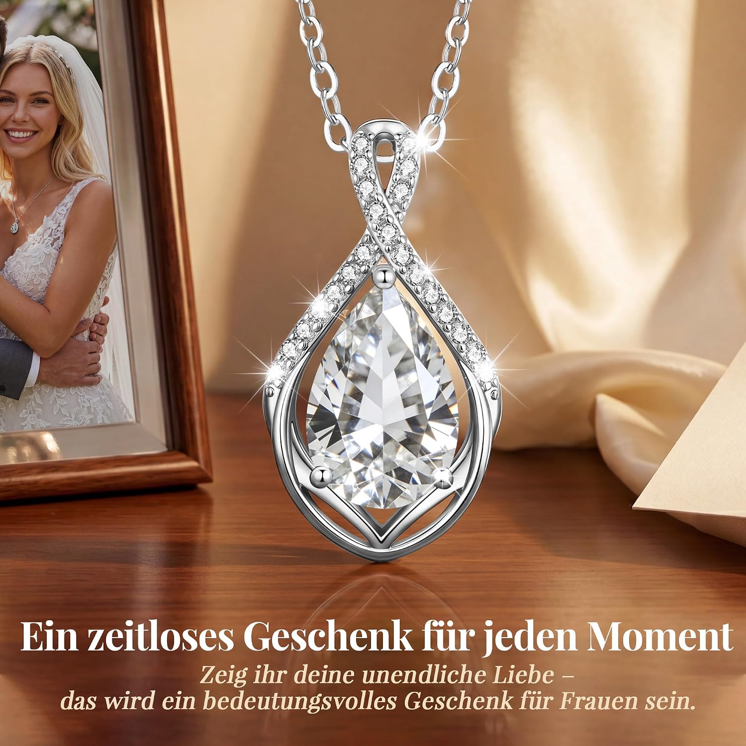 CDE Teardrop Kette für Damen Infinity Geburtsstein Schmuck Geschenk – Bild 3