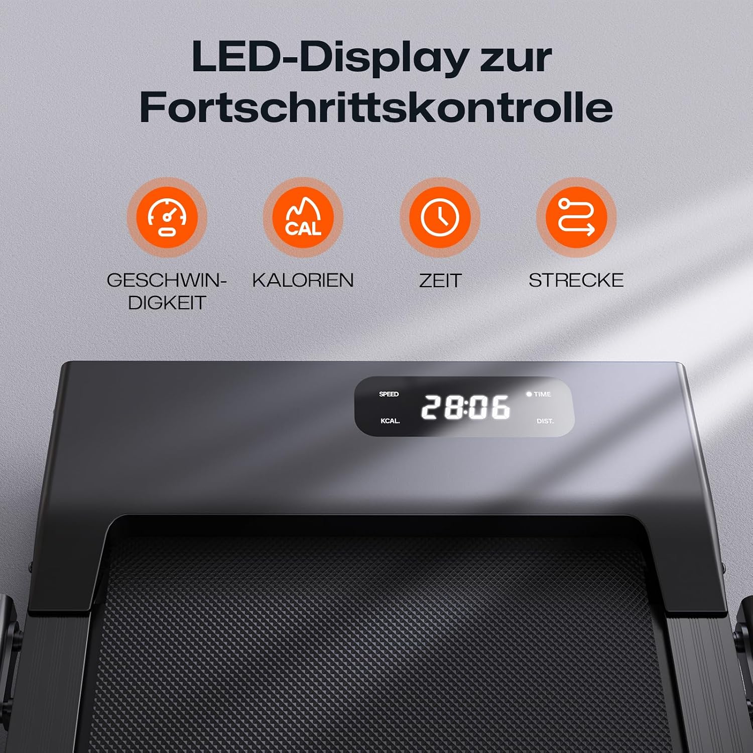 Laufband mit 9% Steigung, Walking pad klappbar mit Sicherheitsgriff – Bild 9