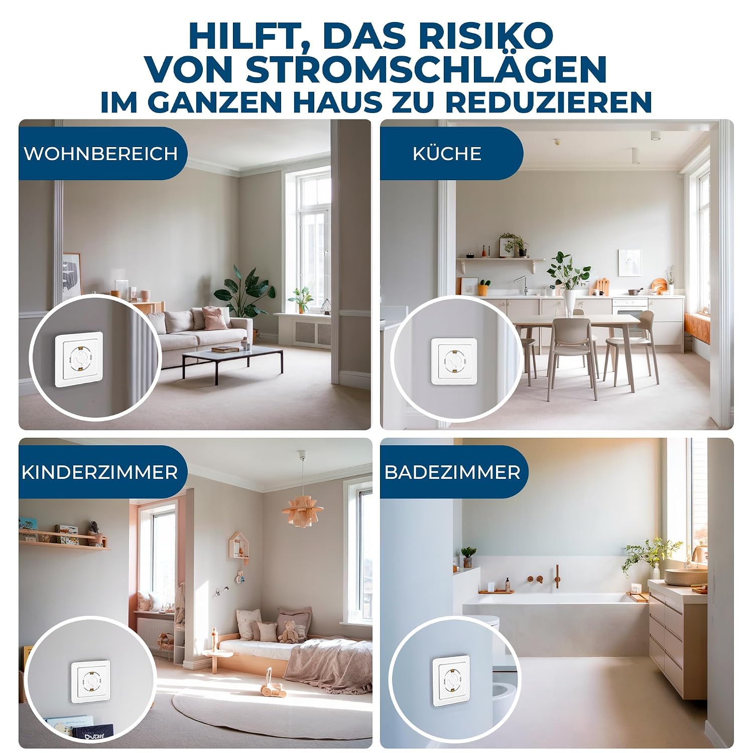Hoffenbach 20x Steckdosen Kindersicherung – Steckdosensicherung mit Drehmechanik – Schutz für Babys & Kinder – Steckdosenschutz verhindert Unfälle & Stromschläge – Steckdose Kinderschutz – Weiß – Bild 7