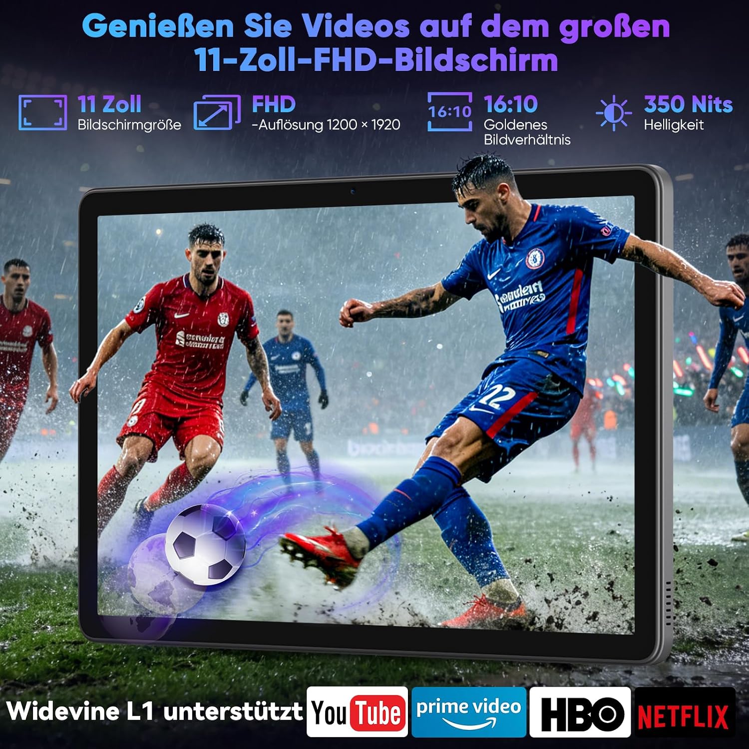 11 Zoll Tablet mit Tastatur|Android 16 mit Gemini AI|32GB RAM + 128GB ROM (1TB TF) 1920*1200 FHD 90Hz Display| Unisoc T7250 Octa-Core|5MP+8MP Duale Kamera| Face ID| Widevine L1| 8000mAh|GPS (Grau) – Bild 4