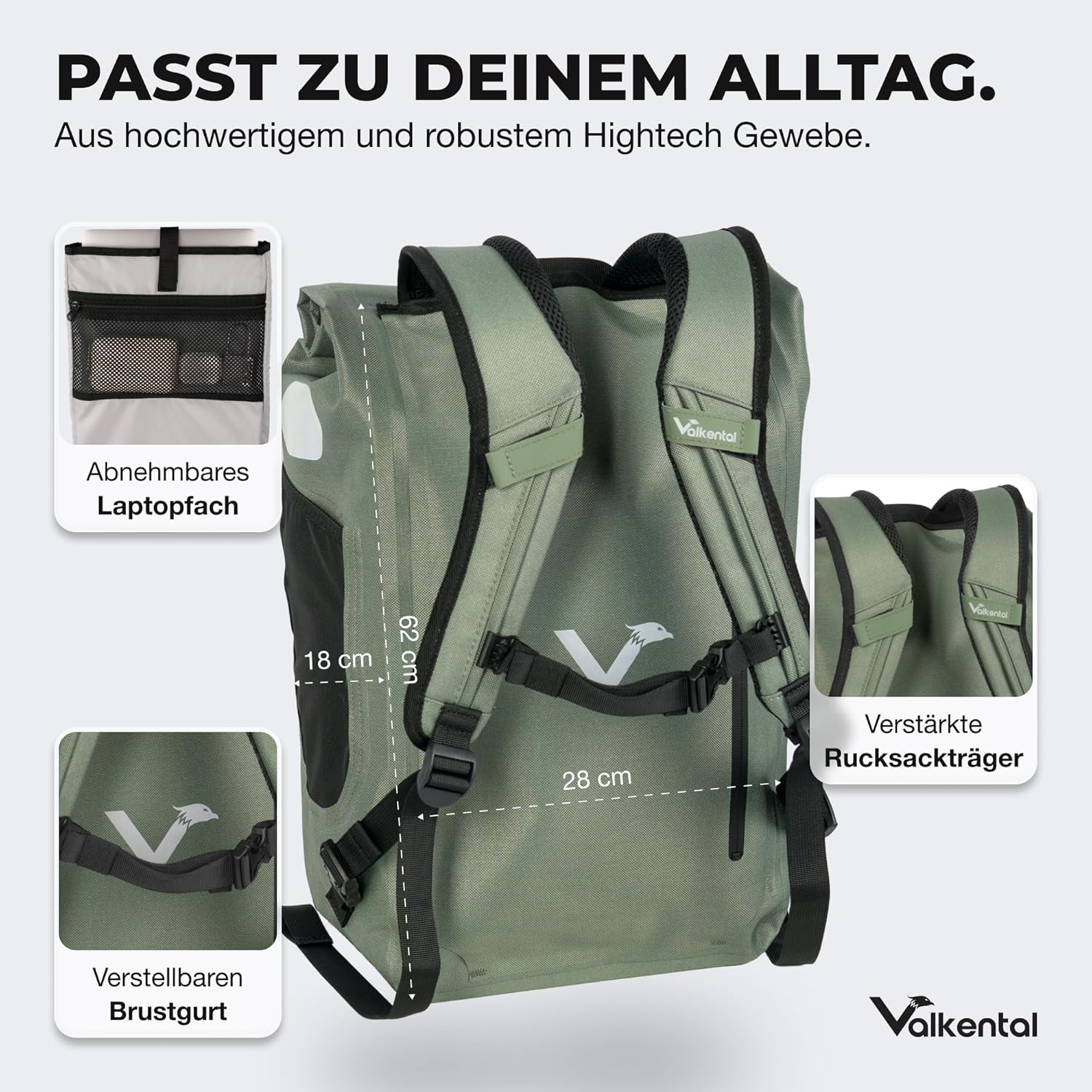 Valkental UrbanX 2in1 Fahrradtasche & Rucksack, 28L – Bild 4