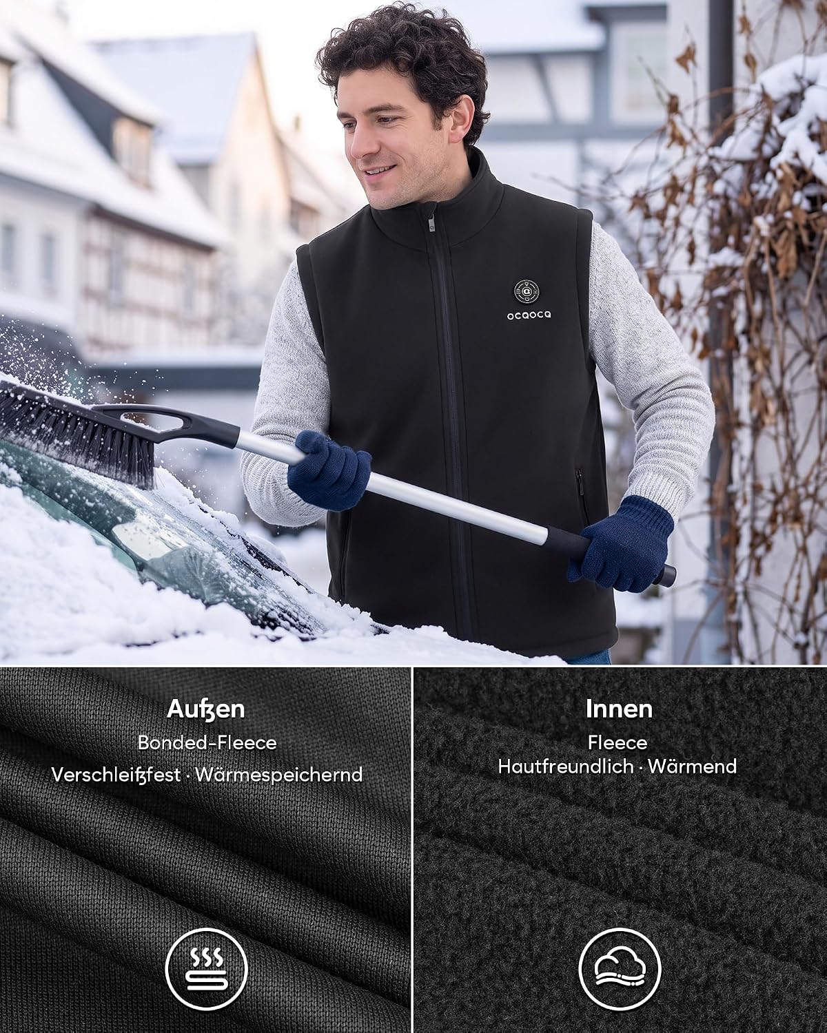 Fleece Heizweste Herren mit 16000mAh 7,4V Powerbank, Beheizte Weste – Bild 7