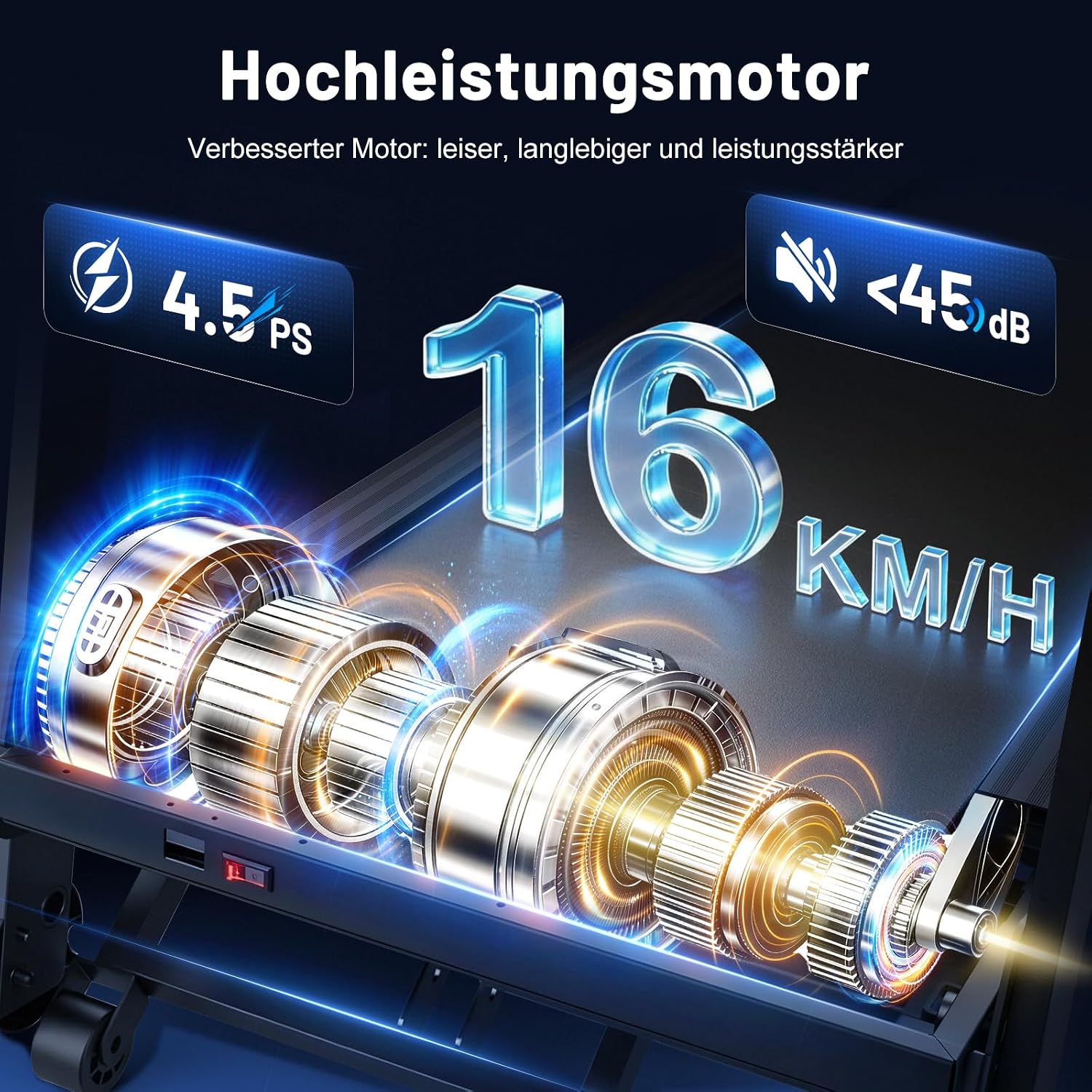 Neezee Laufband für Zuhause Klappbares,20% Steigung,1-16 km/h,4.5PS,150kg – Bild 2