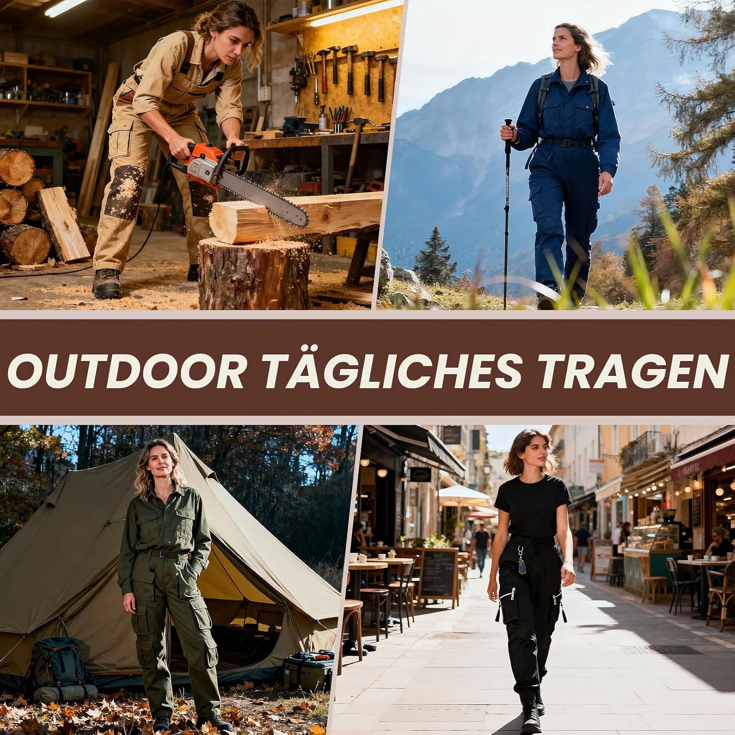 Cargohose Damen Arbeitshose Outdoorhose Stretch Wanderhose Trekkinghose Sommer Leichte Multi Taschen Militärhosen Relaxed-Fit Arbeitshose Damen – Bild 7