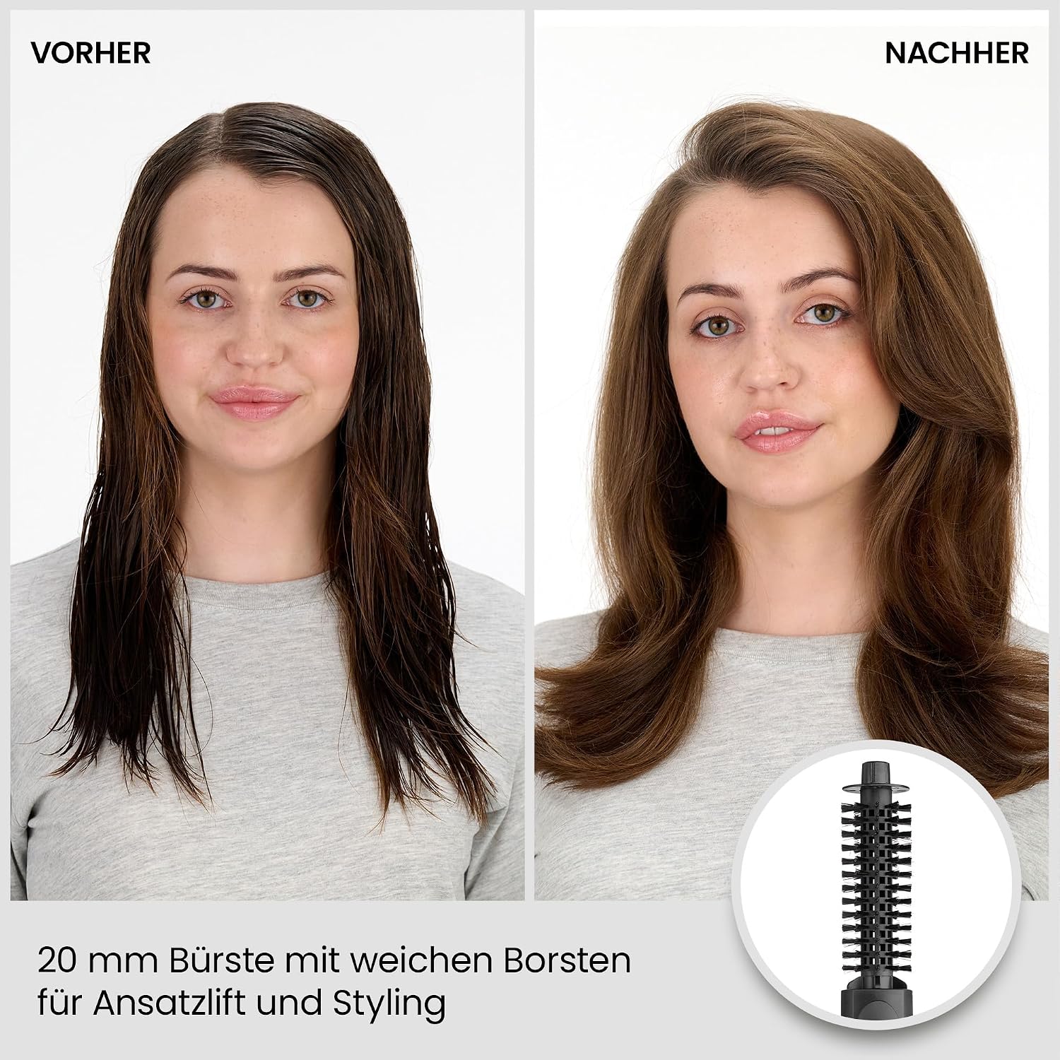 BaByliss Smooth Finish 1200 – 4‑in‑1 Warmluftbürste zum Trocknen, Formen, Glätten & Volumenstyling, Ionen‑ & Keramiktechnologie, 4 Aufsätze, 1200W, Schwarz/Pink, AS122E – Bild 4