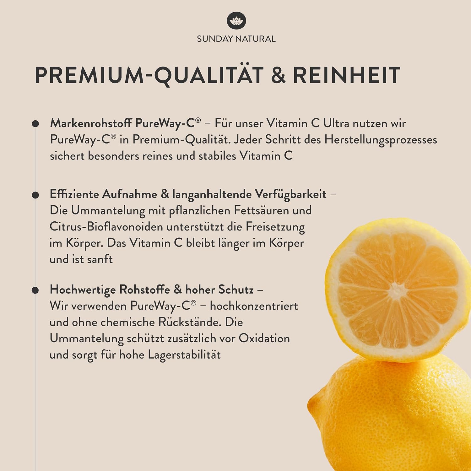 SUNDAY NATURAL® Vitamin C – 1000 mg Vitamin C PureWay® – schnelle Resorption mit Bioflavonoiden – Vegan, laborgeprüft in Deutschland - 240 Kapseln - Unser Besteller im Webshop – Bild 4