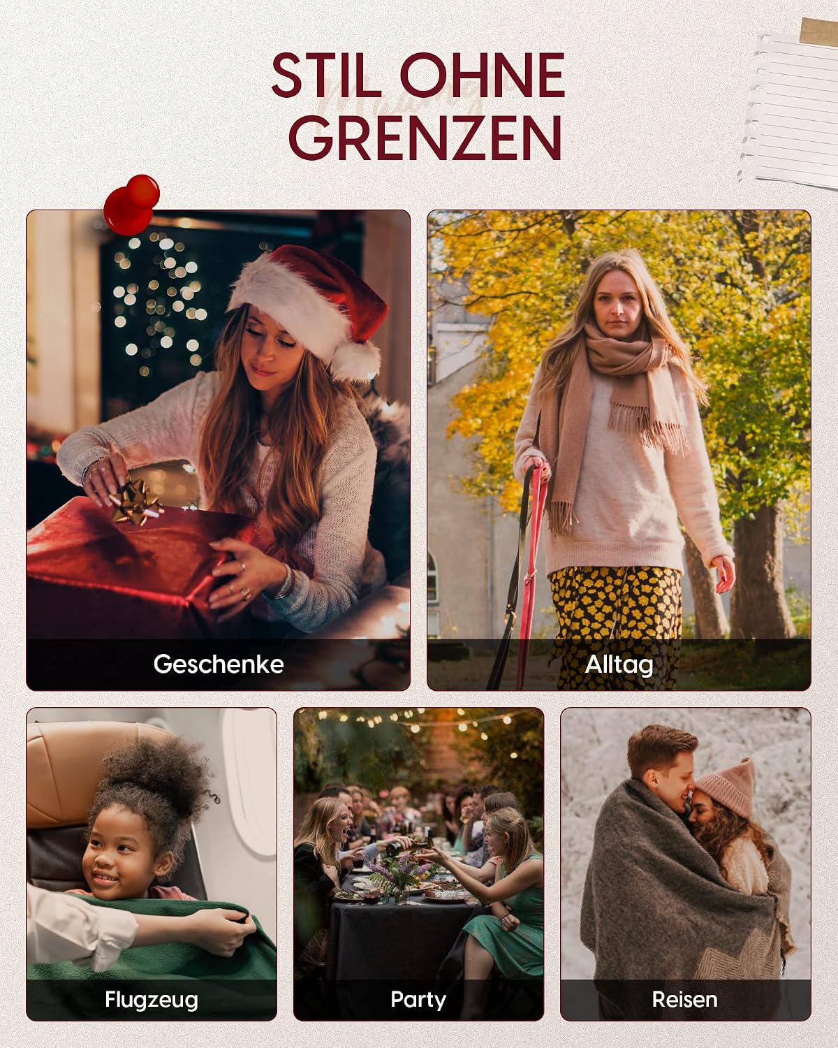 maamgic Schal Damen Baumwolle Warm Herbst Winter Stola – Bild 5