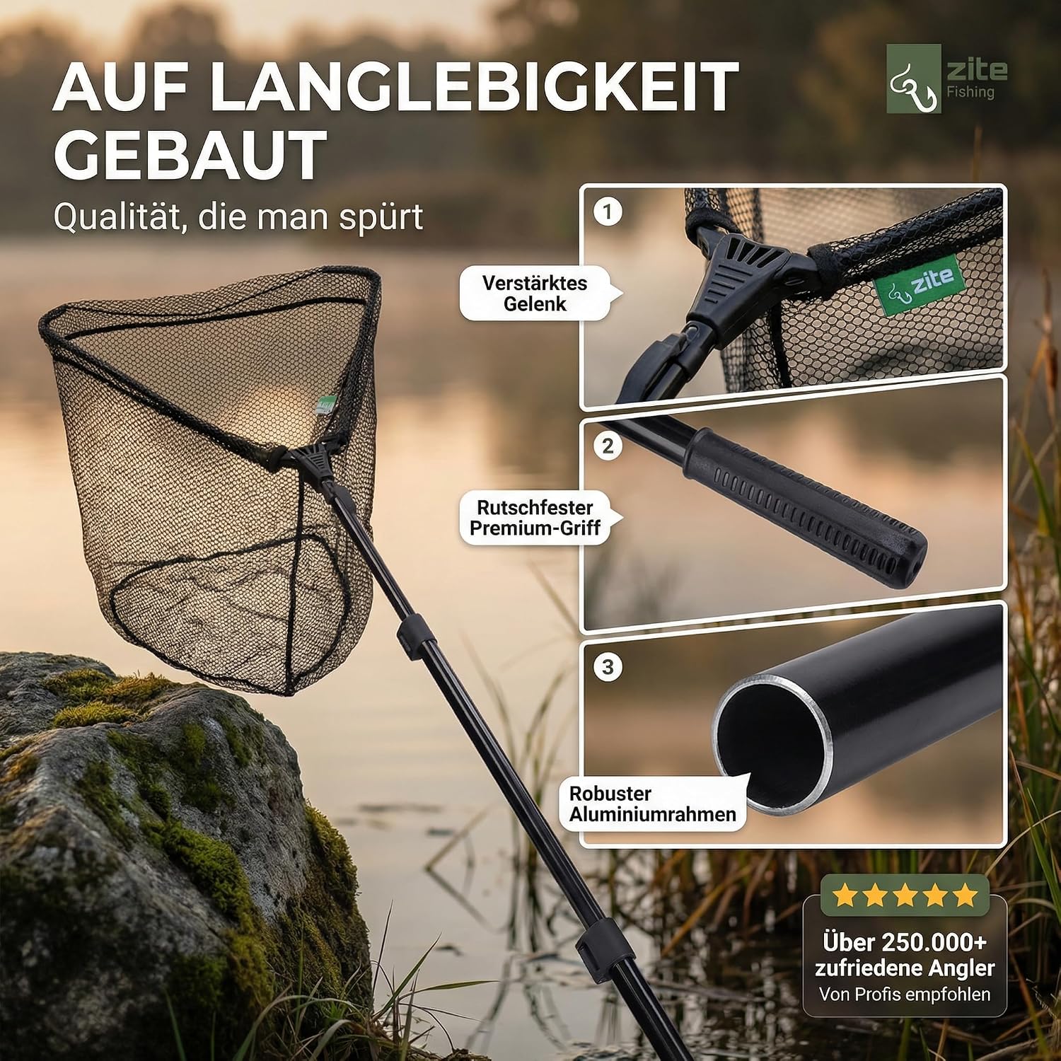 Zite Fishing Unterfangkescher - [2,40m & 2,70m - Easy Teleskop-Technik – Bild 6