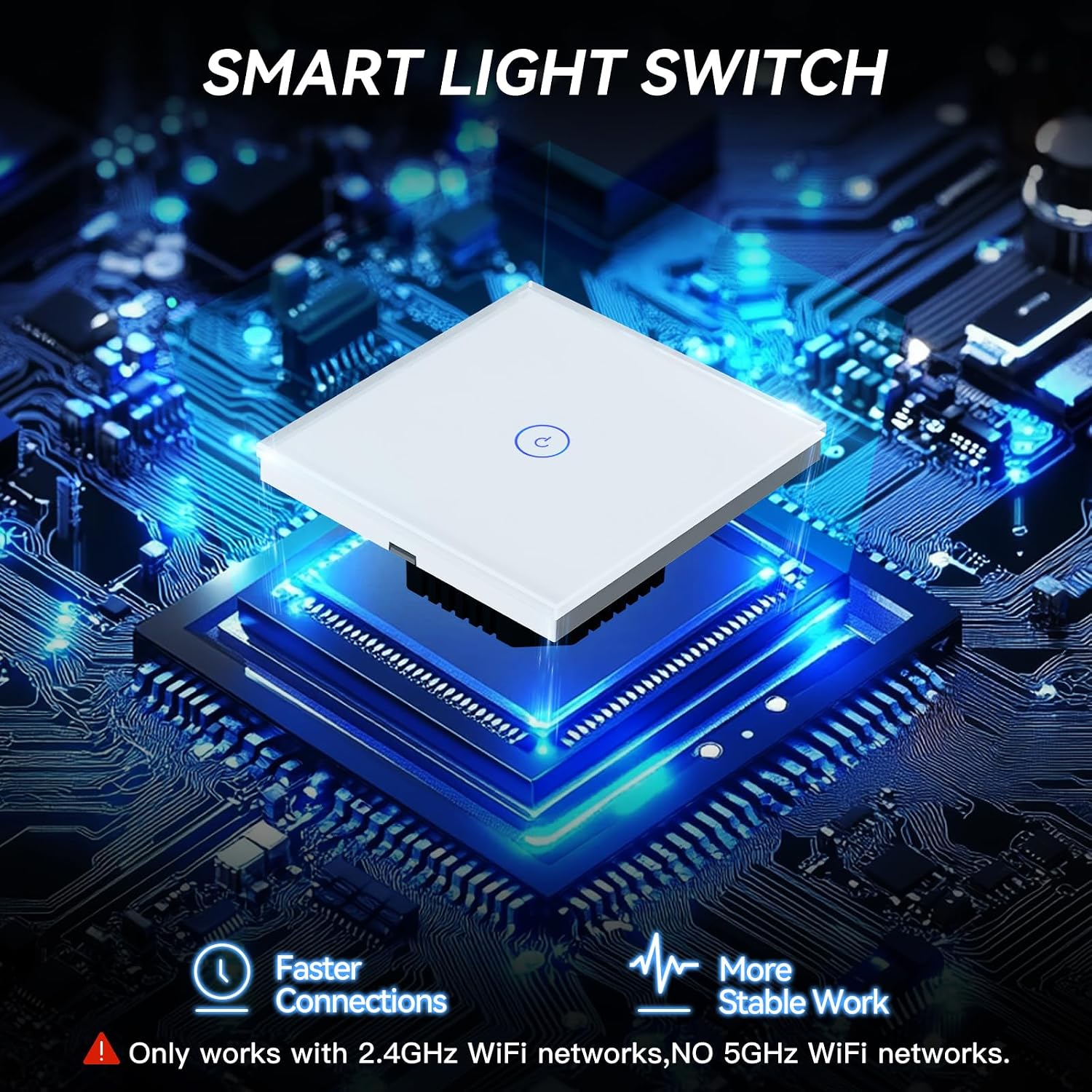 BSEED Smart Lichtschalter 1 Fach 1 Weg Wifi Smart Lichtschalter arbeitet mit Amazon Alexa and Google Home,Touch Wandschalte Glas Touchscreen-schalter Weiß, 2.4GHz(Erforderlich NeutralDraht) – Bild 7