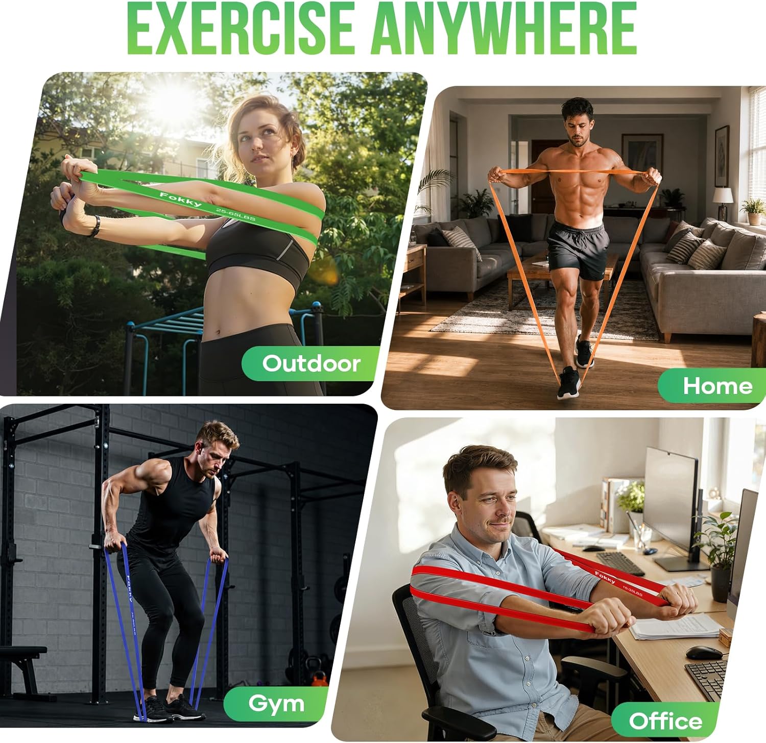 Fokky Fitnessbänder Resistance Bands Set, 4 Stufen Widerstandsbänder – Bild 6