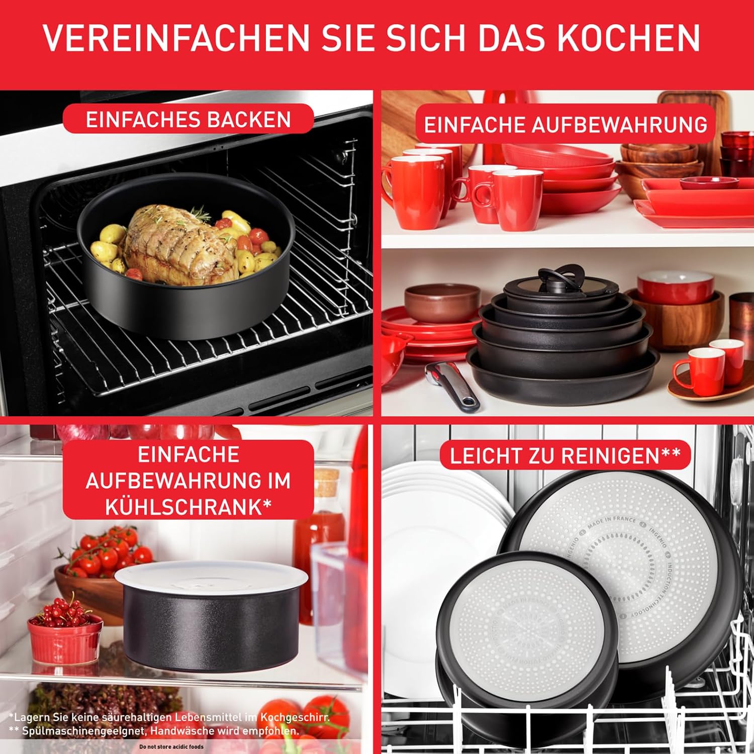 Tefal Ingenio Unlimited On 13-teiliges Topf und Pfannenset abnehmbarer Griff, stapelbar, platzsparend, Pfannen Induktion mit Antihaftversiegelung, einfache Handhabung und Reinigung, L39593 – Bild 4