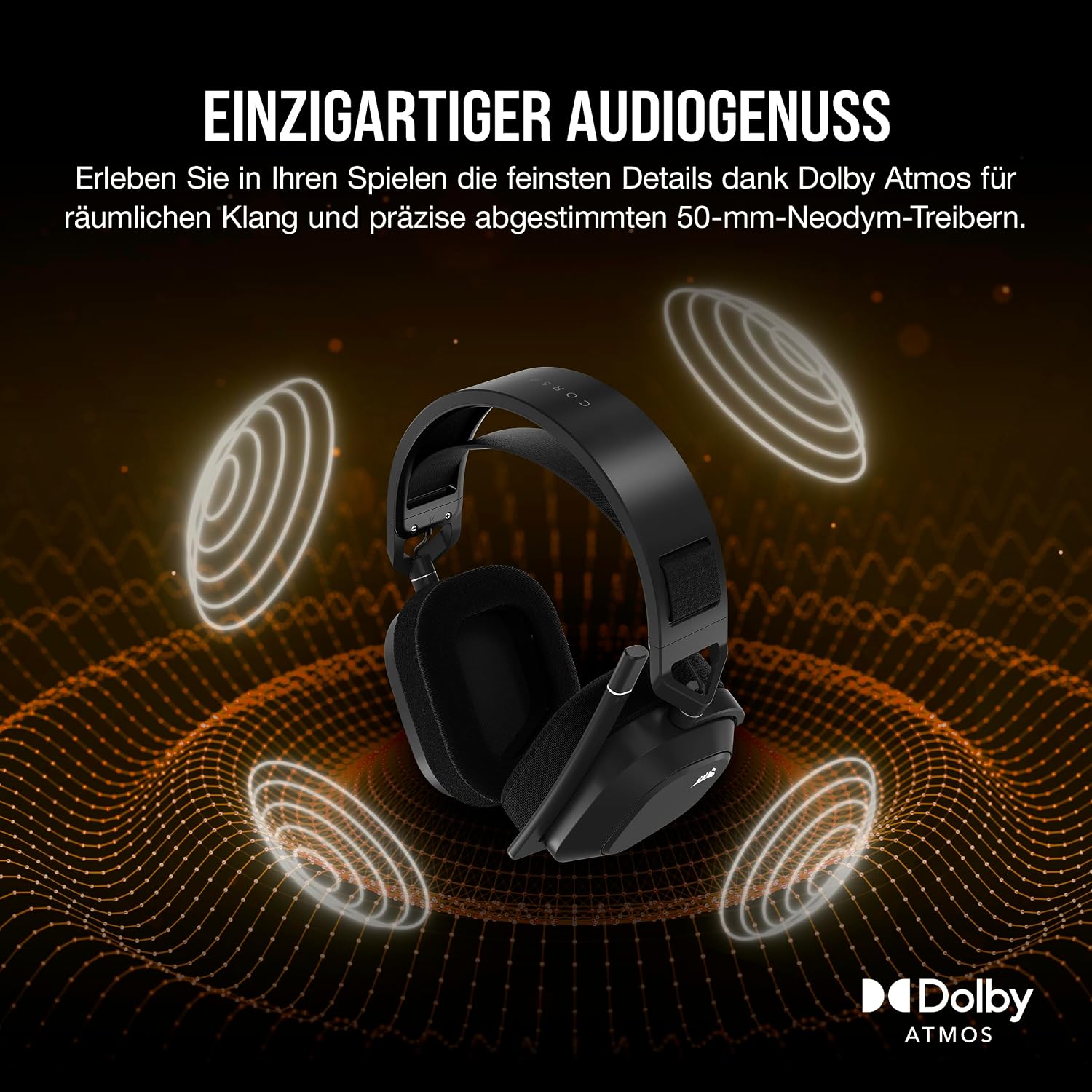 Corsair HS80 MAX Wireless Multiplattform-Gaming-Headset – Stahlgrau – Bild 5