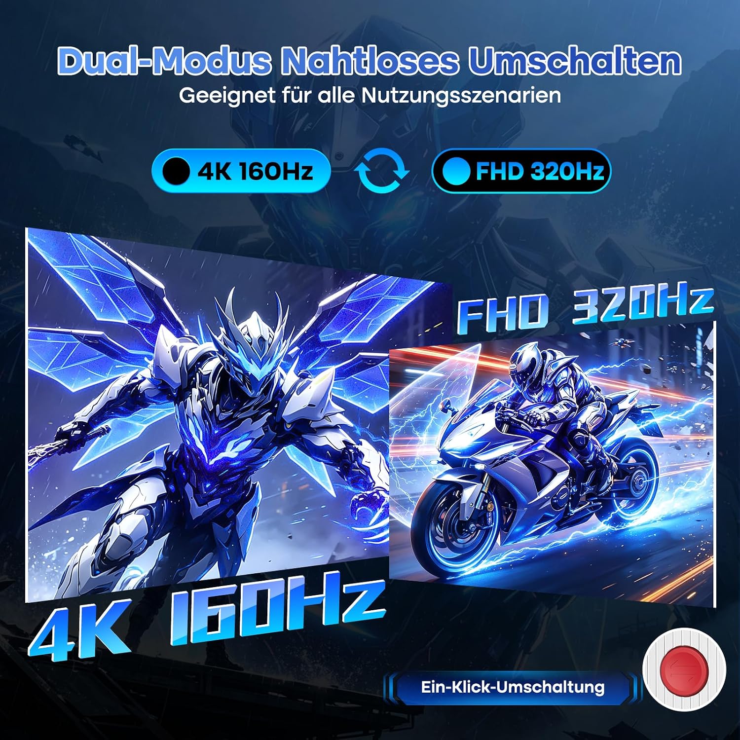 Minifire 27 Zoll 4K Gaming Monitor, UHD 160Hz/FHD 320Hz Dual Modus,Fast IPS – Bild 3